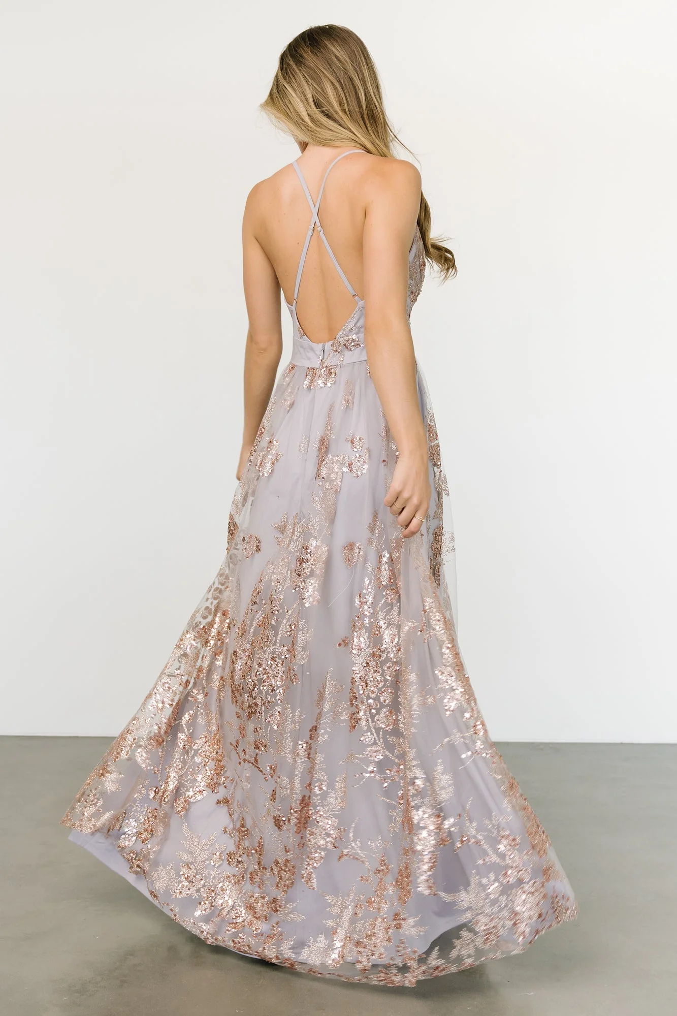 Lucienne Shimmer Maxi Gown | Dusty Lilac + Rose
