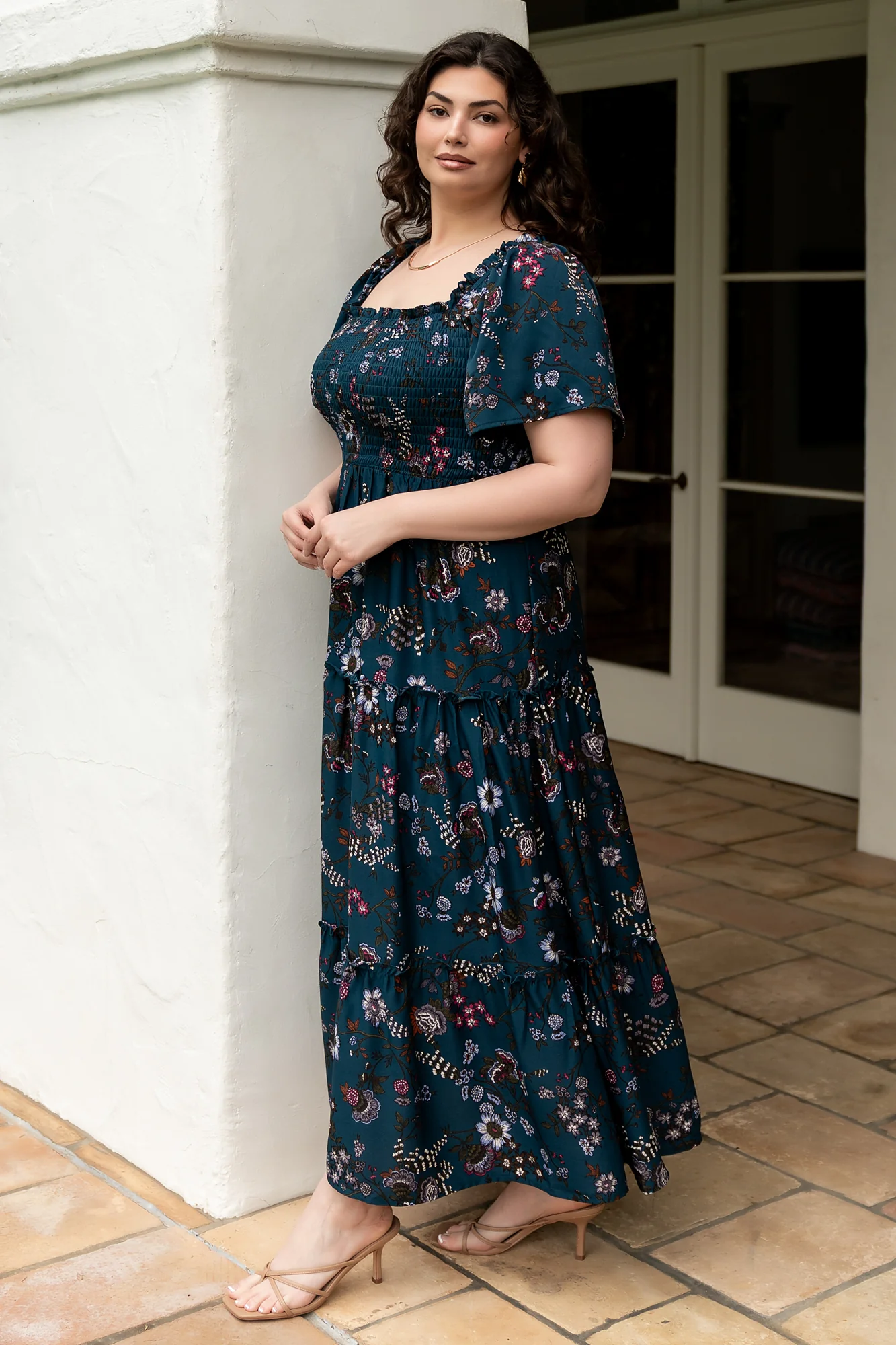 Southampton Smocked Maxi Dress | Jade Blossom