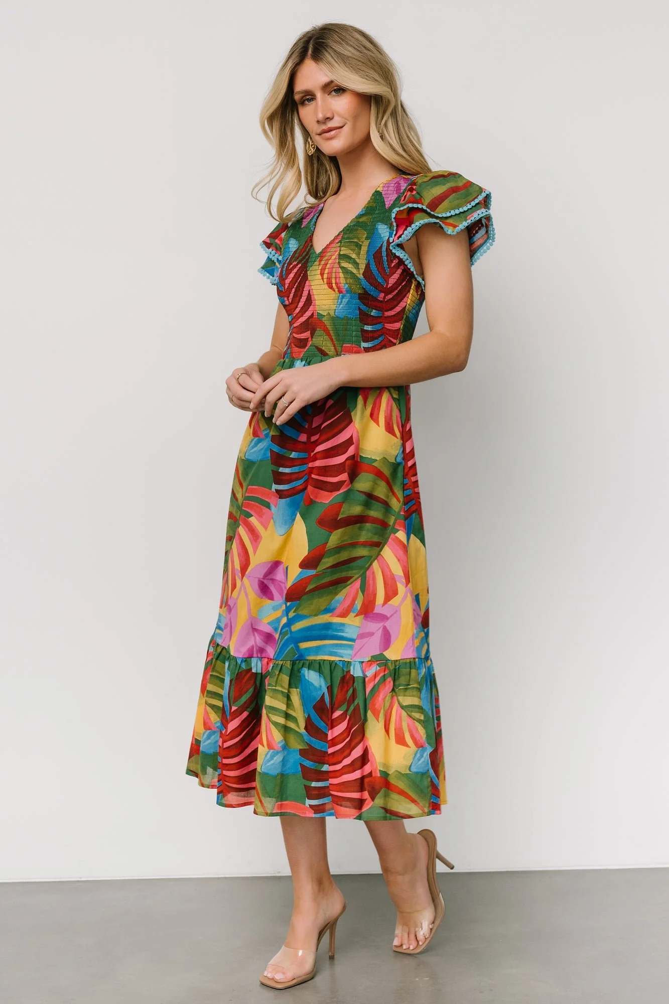 Marielle Smocked Midi Dress | Multi Print
