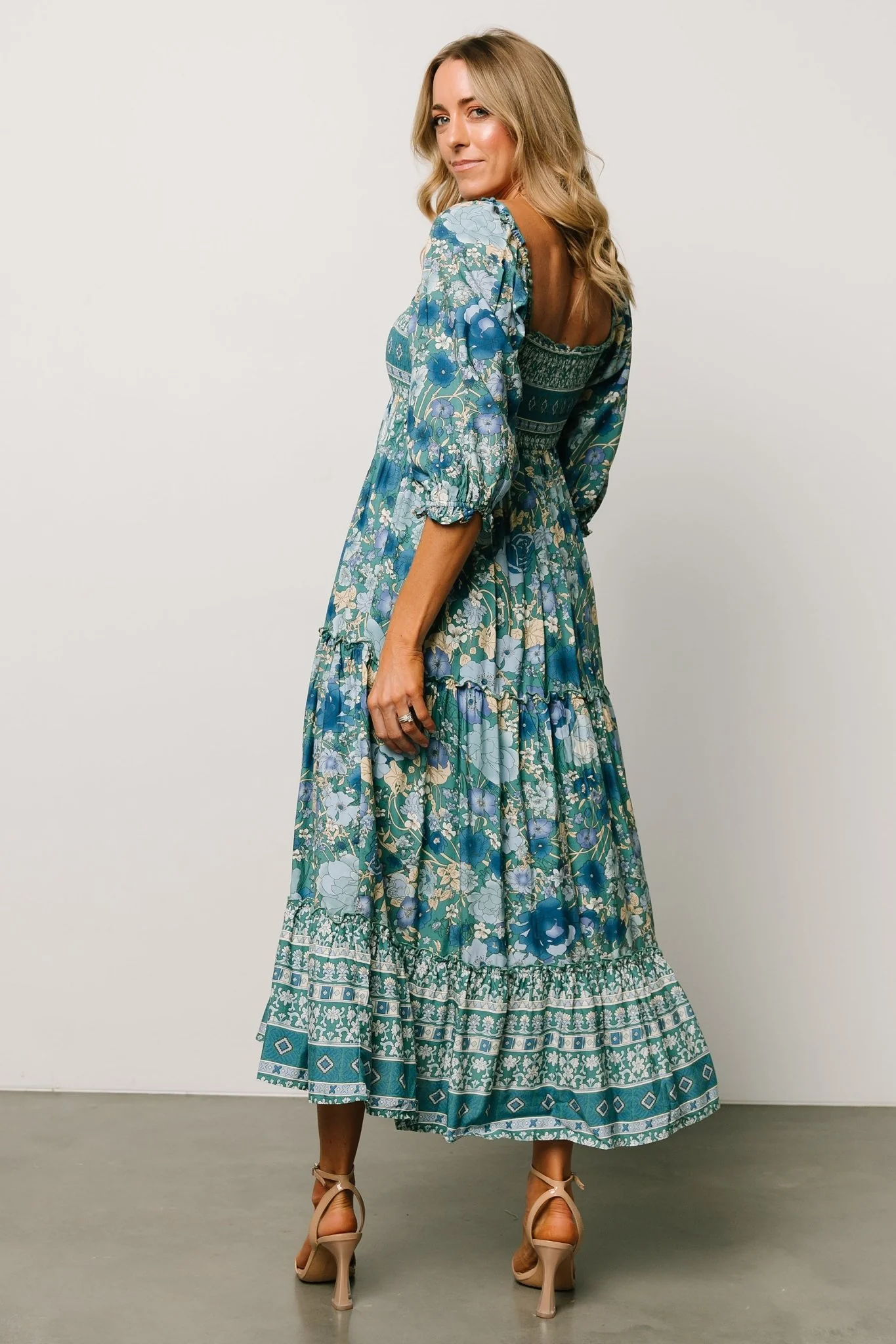 Shanna Tiered Dress | Emerald Multi