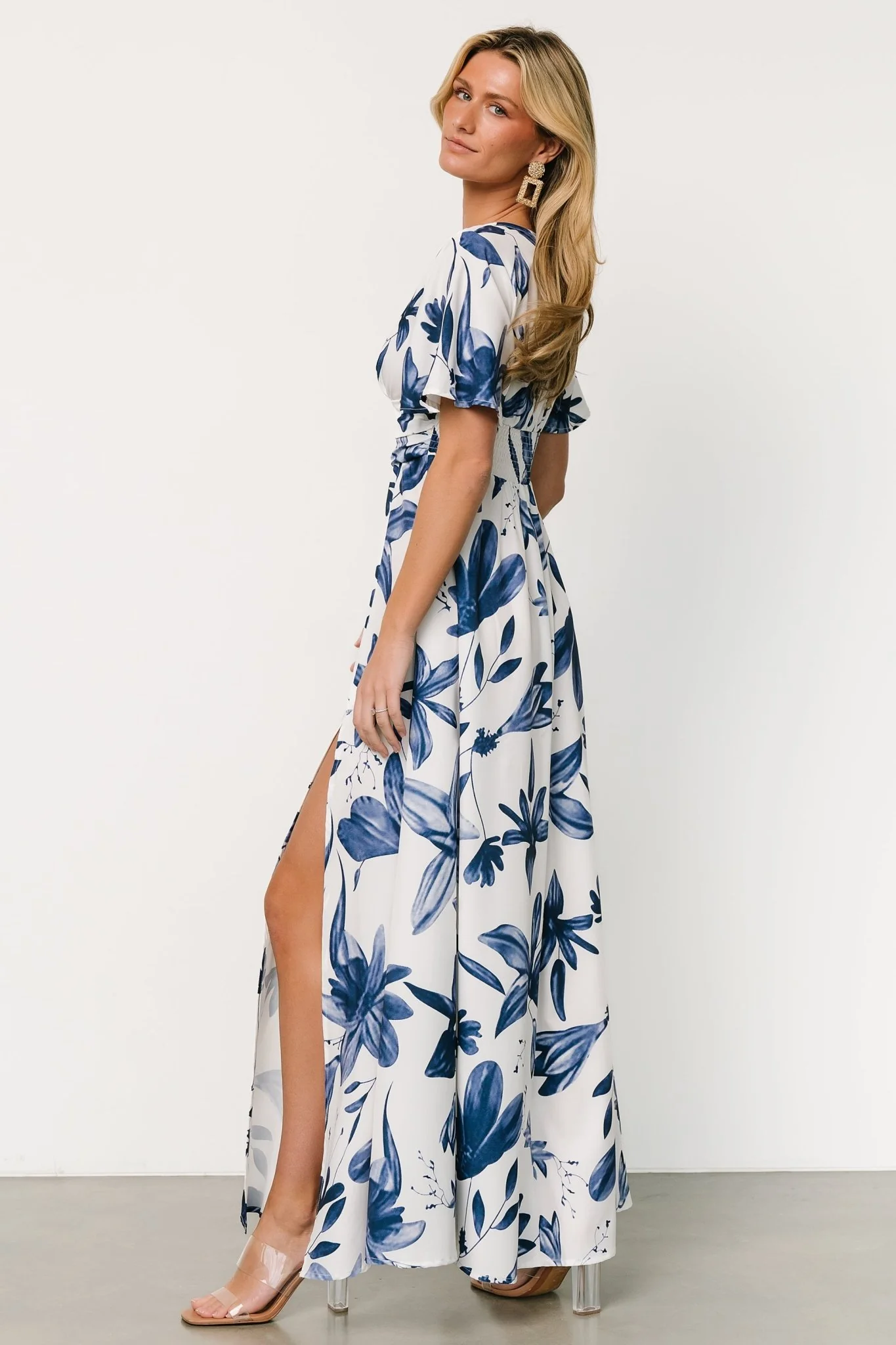 Dina Maxi Dress | White + Blue Floral