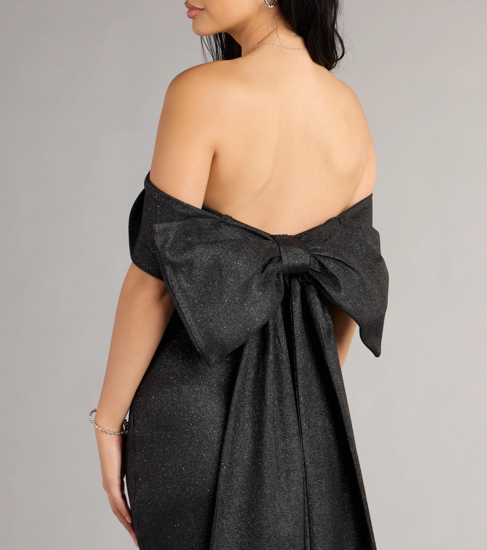 Lucinda Glitter Bow Mini Dress