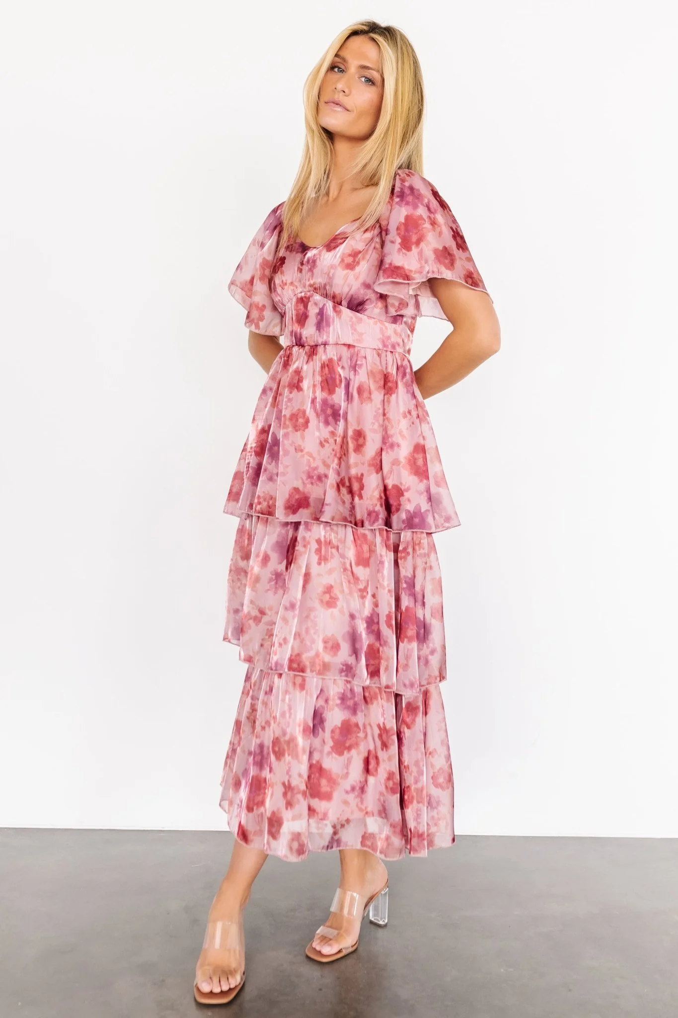 Emeline Tiered Maxi Dress | Mauve Multi