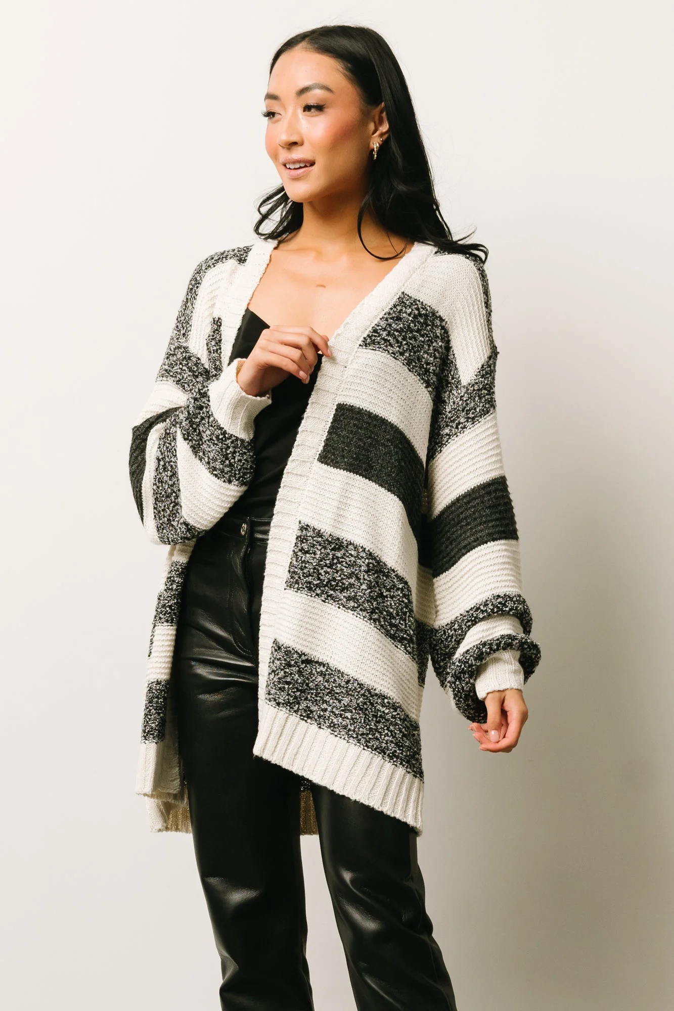 Banff Stripe Cardigan | Black + Ivory