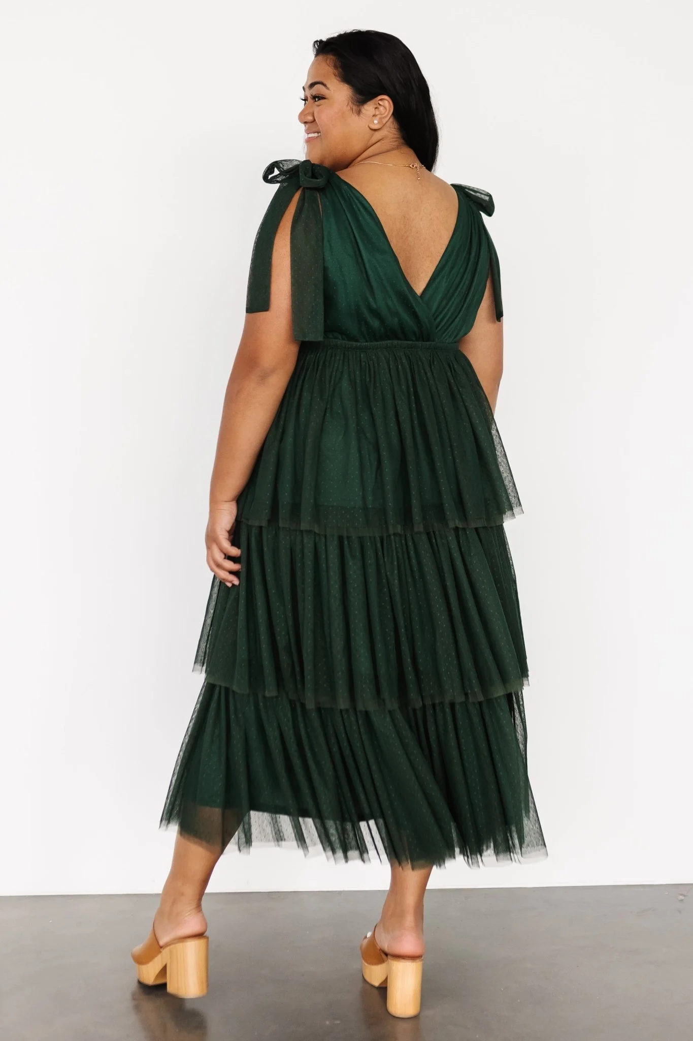 Tessa Tiered Tulle Tank Dress | Dark Green