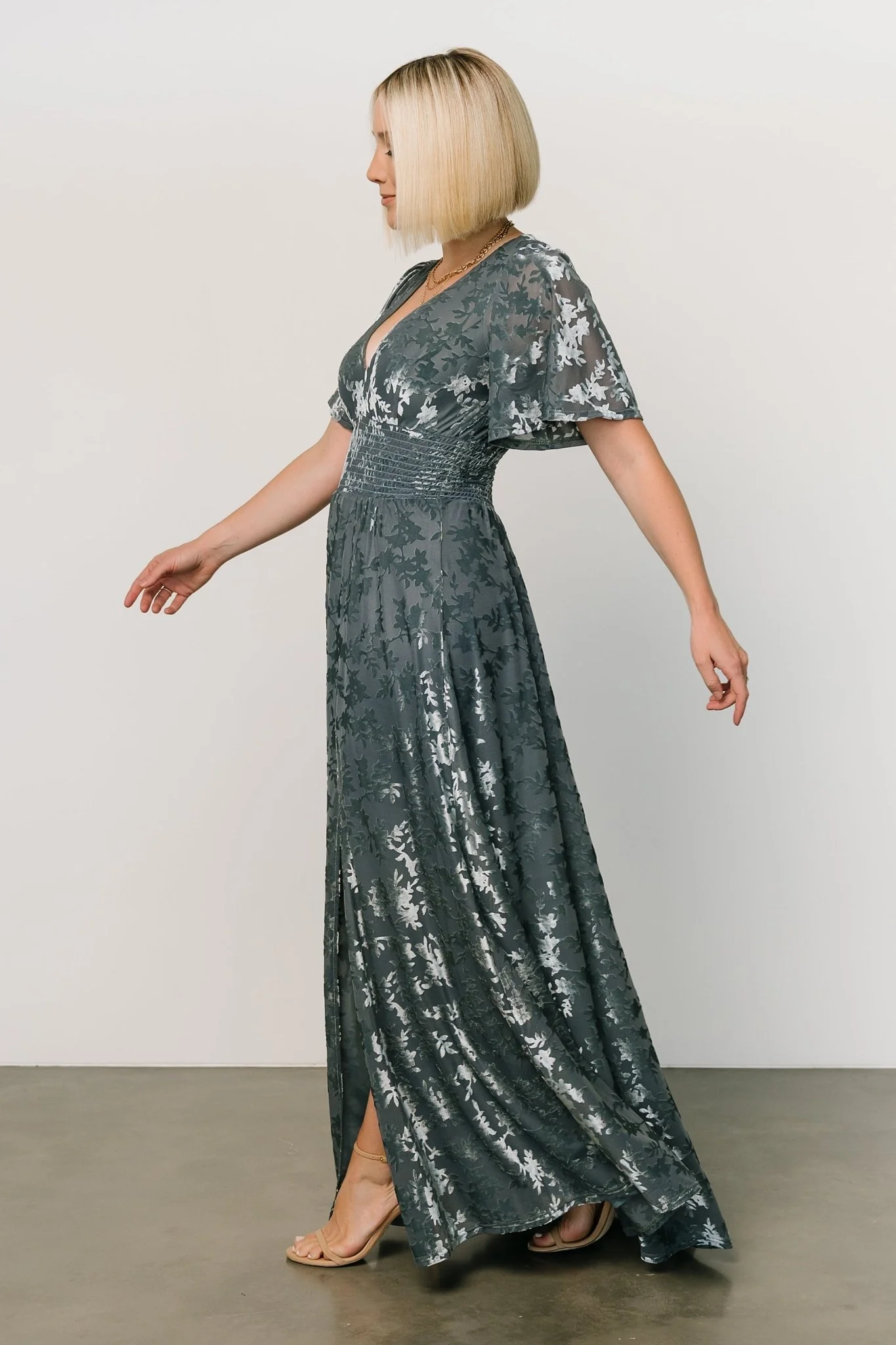 Veronica Velvet Maxi Dress | Slate Blue