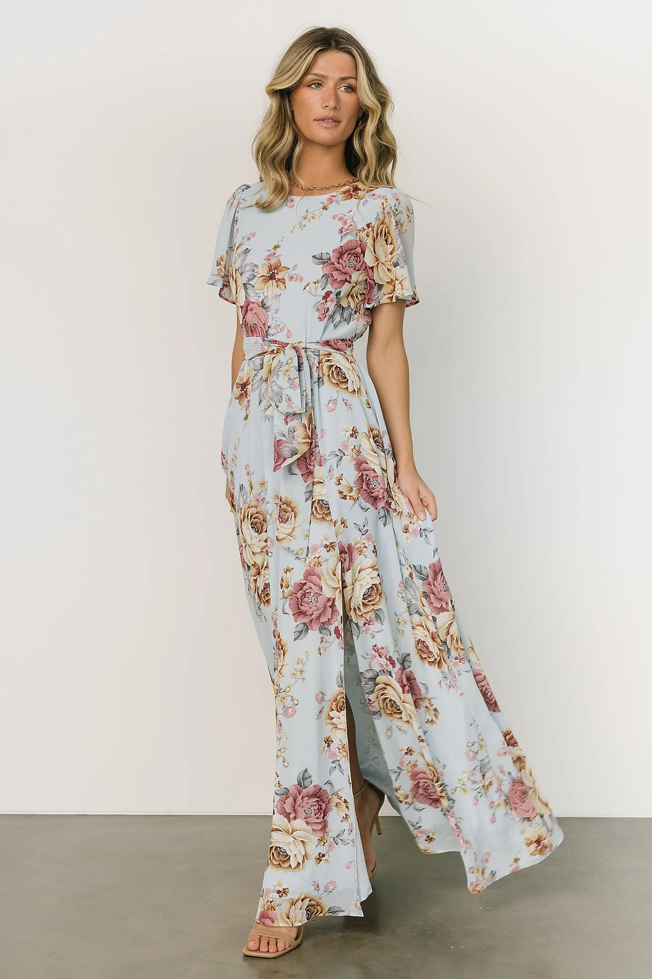 Naomi Short Sleeve Maxi Dress | Blue Multi Floral