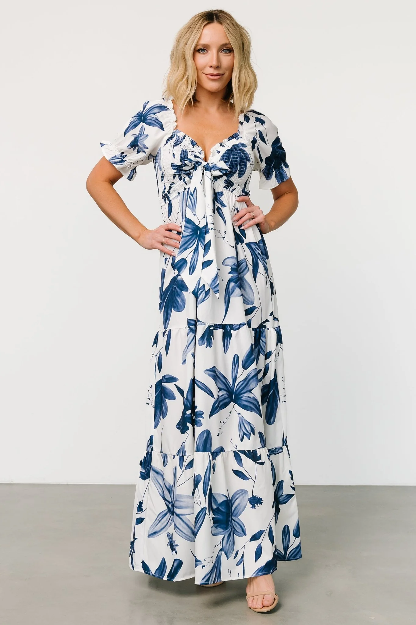 Hilaria Maxi Dress | White + Blue