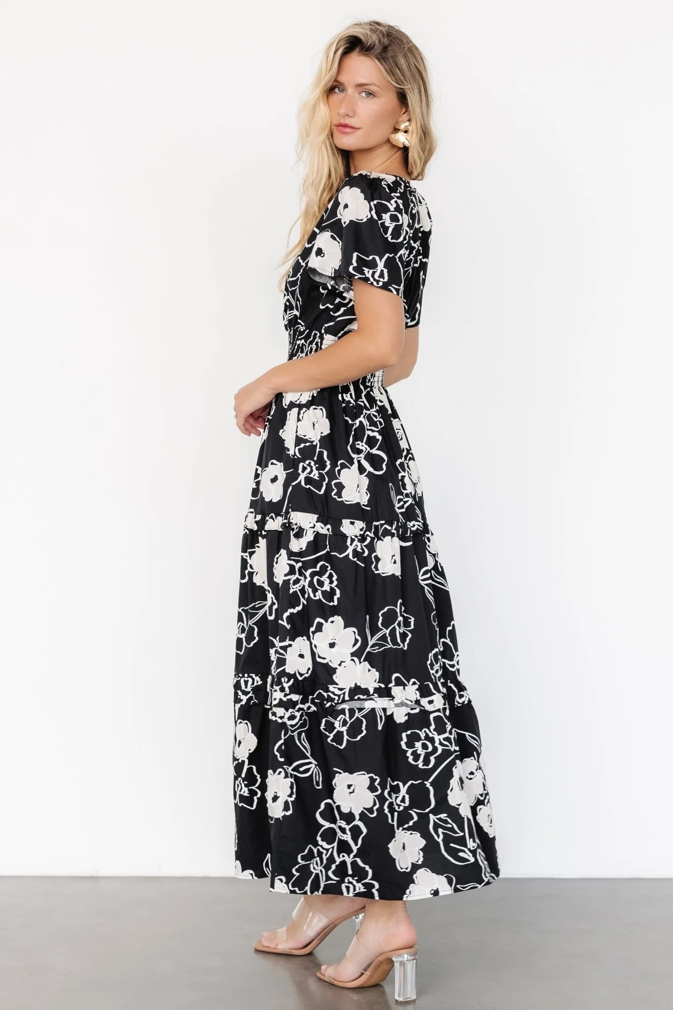 Kiana Poplin Maxi Dress | Black + Cream