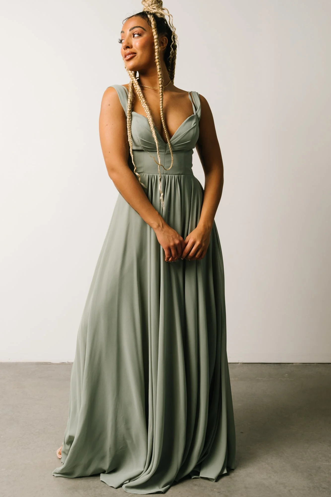 Bianca Lace Maxi Dress | Dusty Sage
