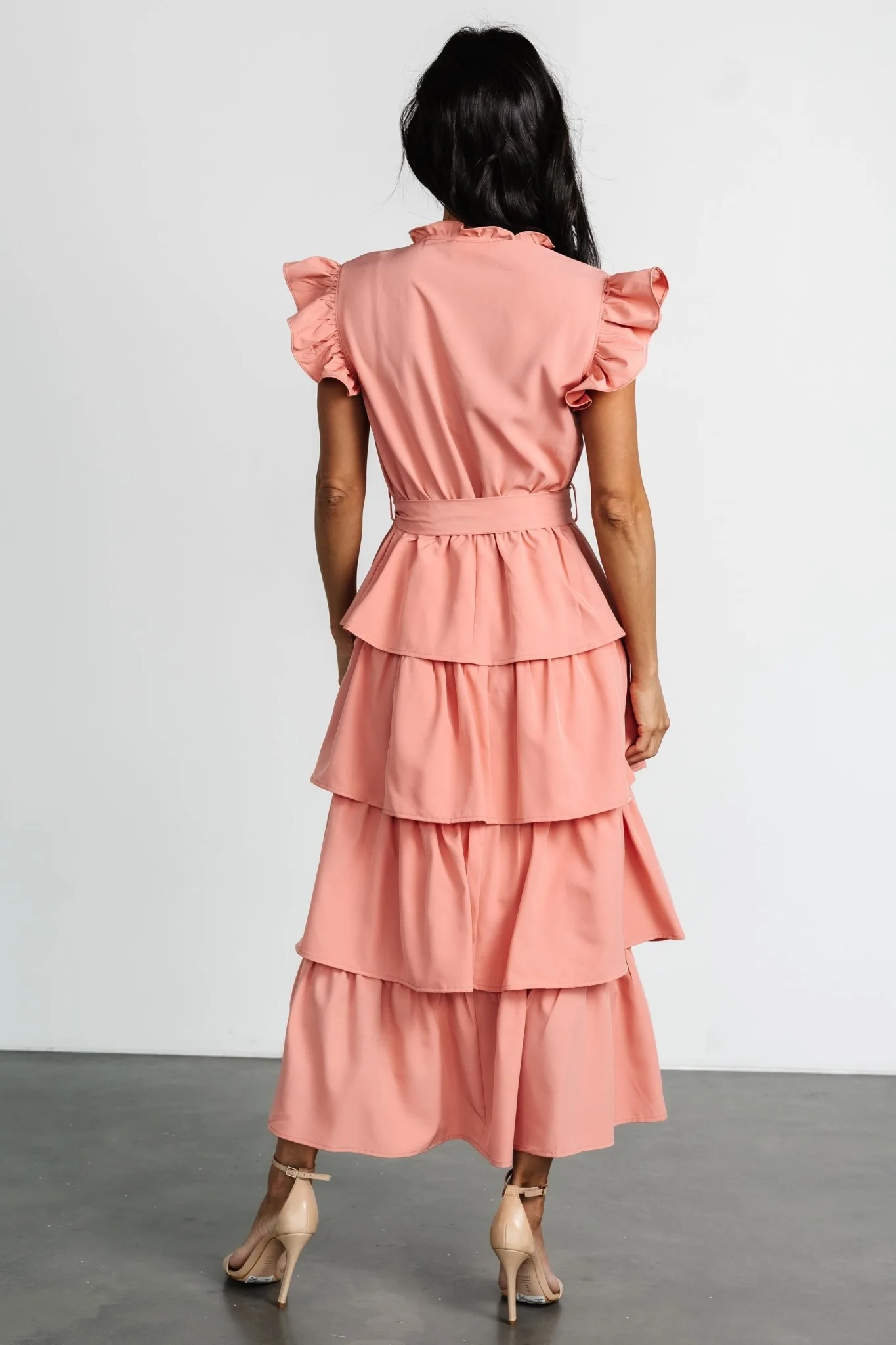 Chrysanthi Tiered Dress | Dusty Coral
