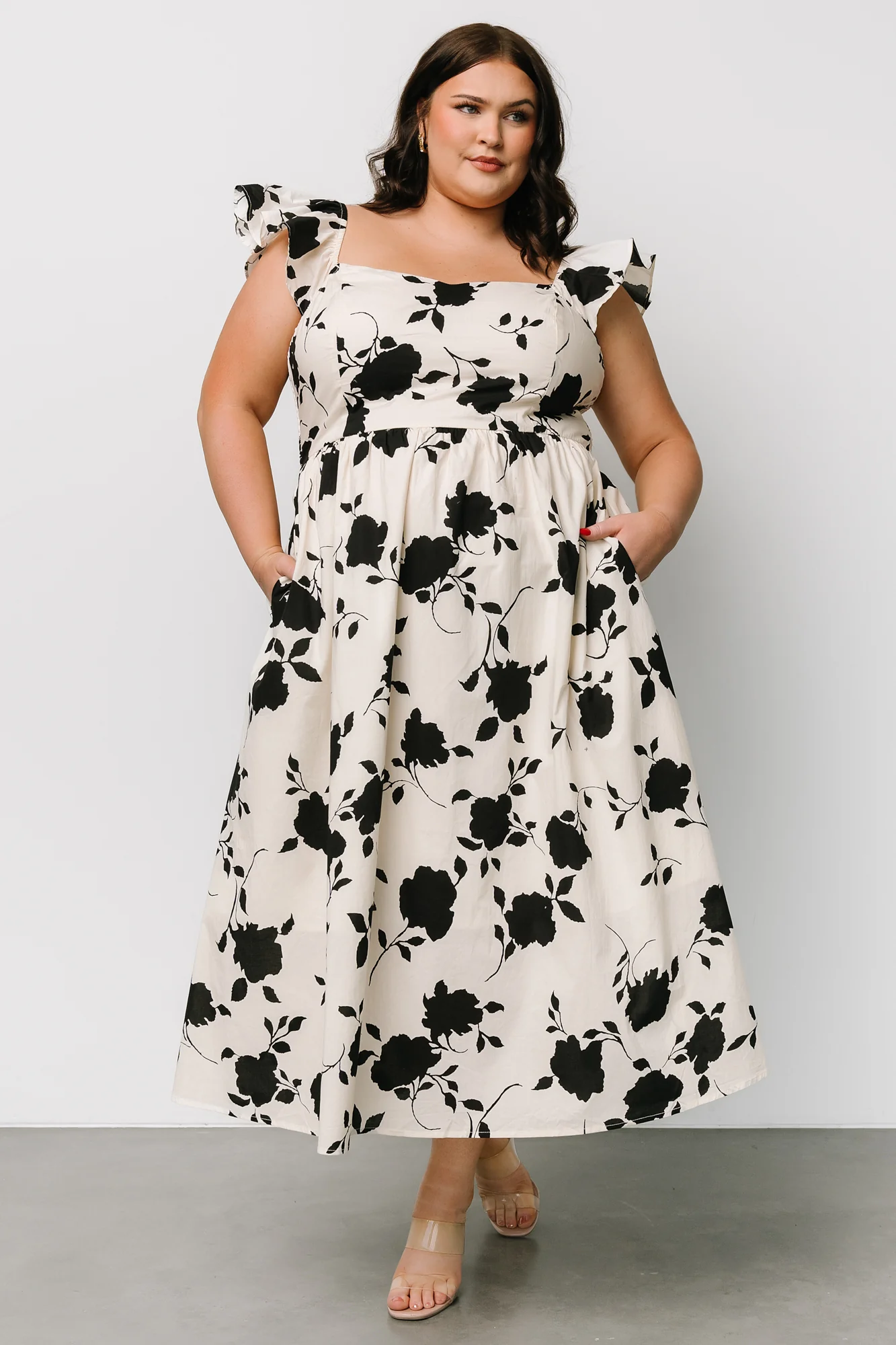 Bridget Midi Dress | Ivory + Black Floral