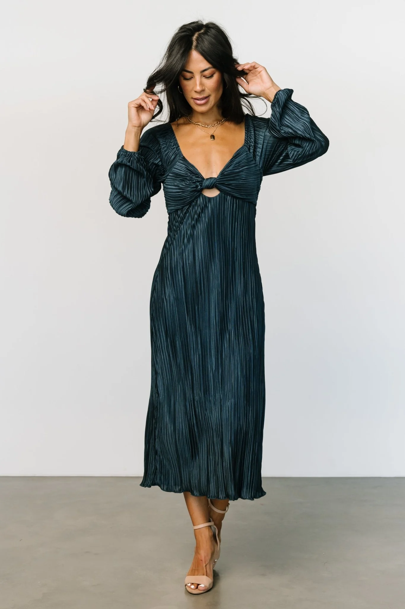 Amani Pleated Midi Dress | Peacock