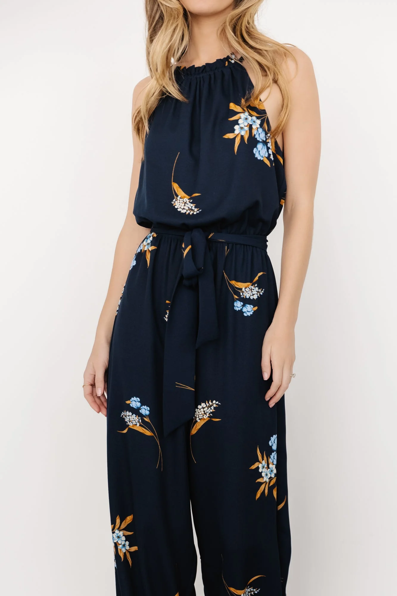 Alameda Halter Jumpsuit | Navy Blue Floral