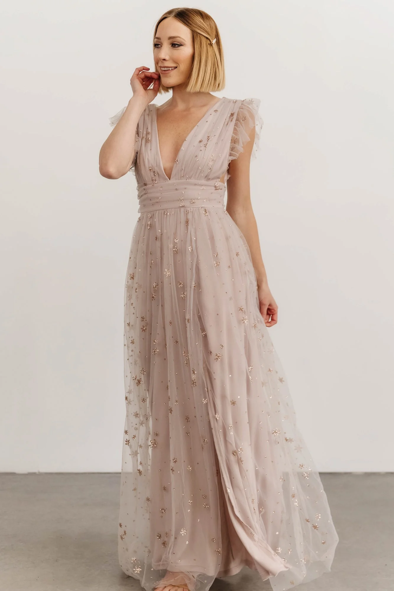 Nova Shimmer Maxi Dress | Dusty Lilac