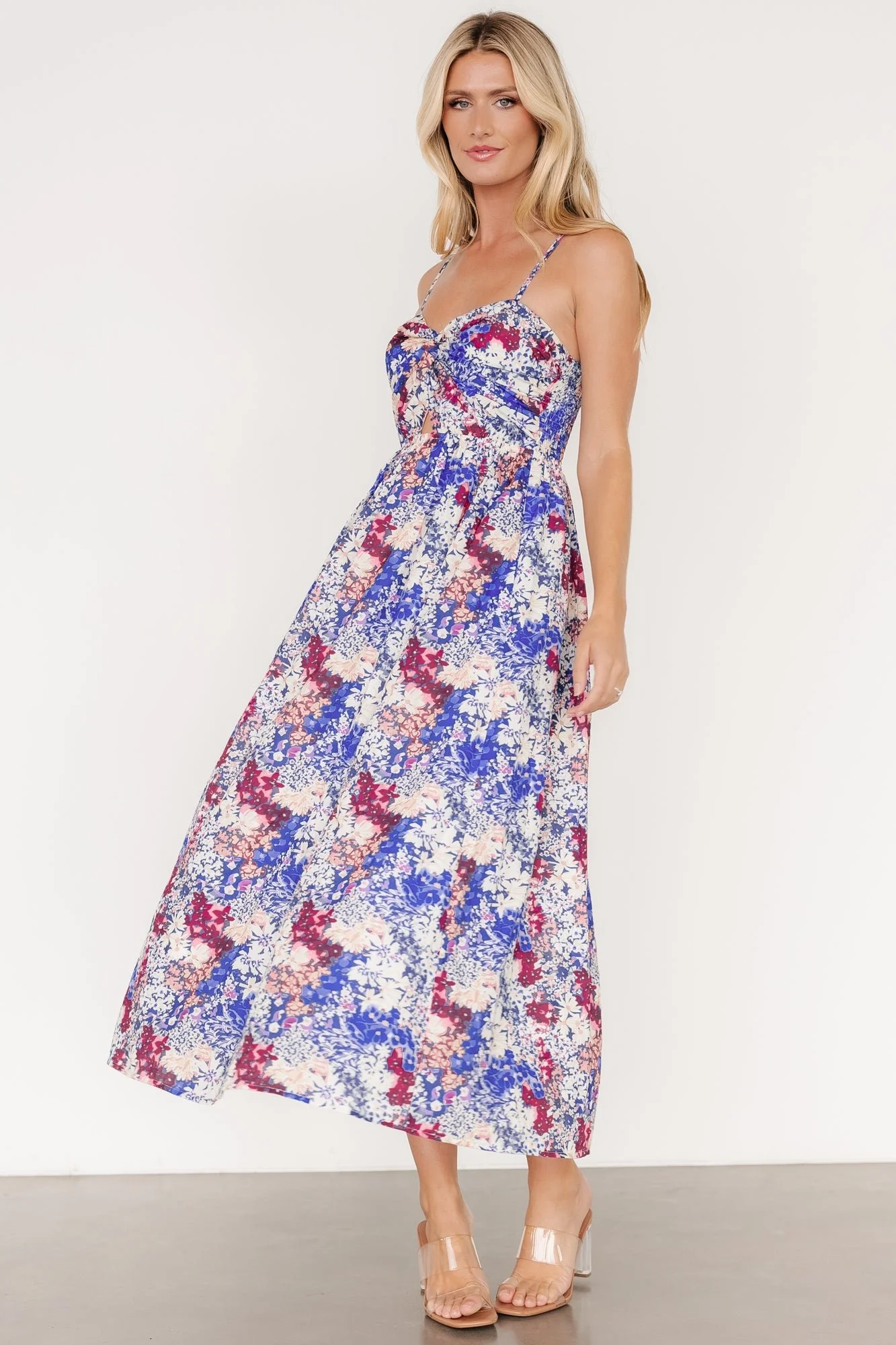 Evette Sweetheart Tank Dress | Blue Multi