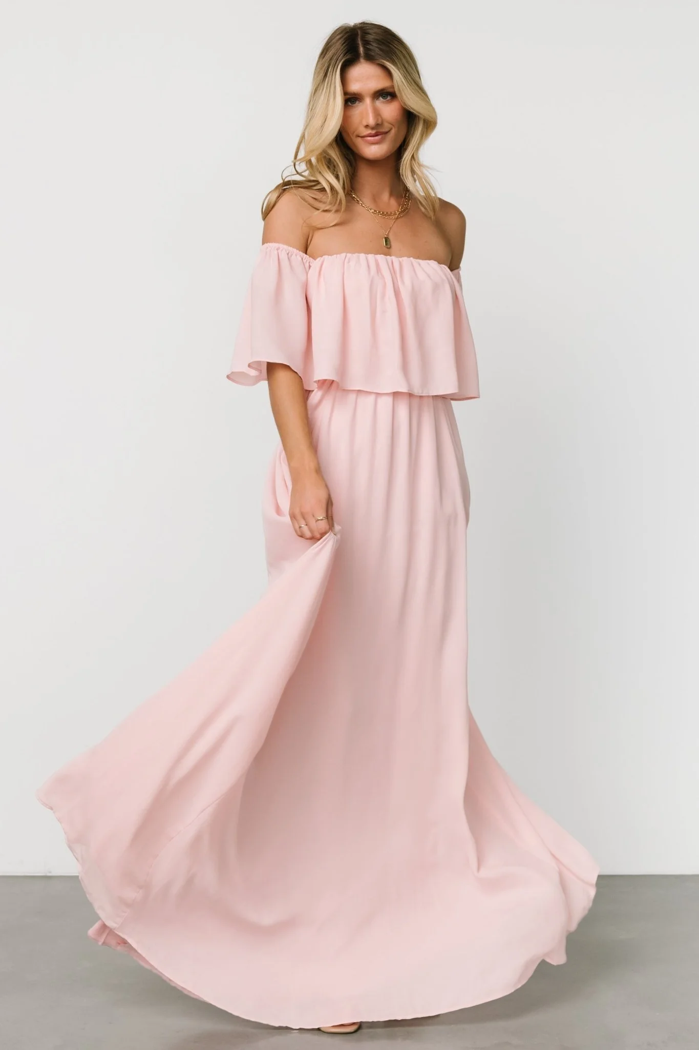 Diana Off Shoulder Maxi Dress | Blush
