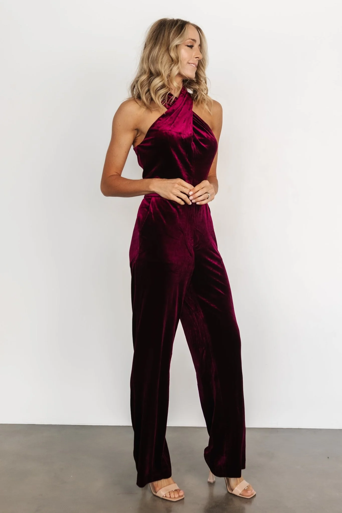 Cleopatra Velvet Jumpsuit | Burgundy