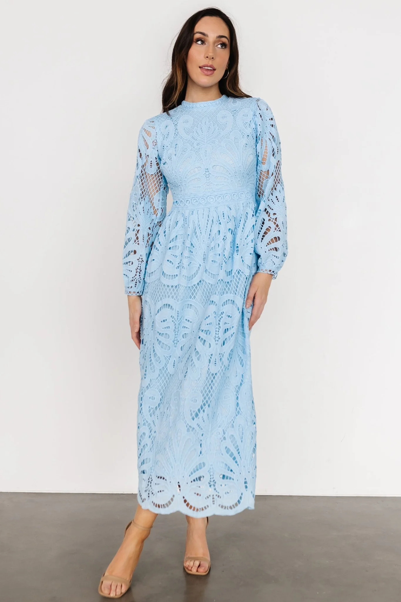 Eldora Lace Midi Dress | Light Blue