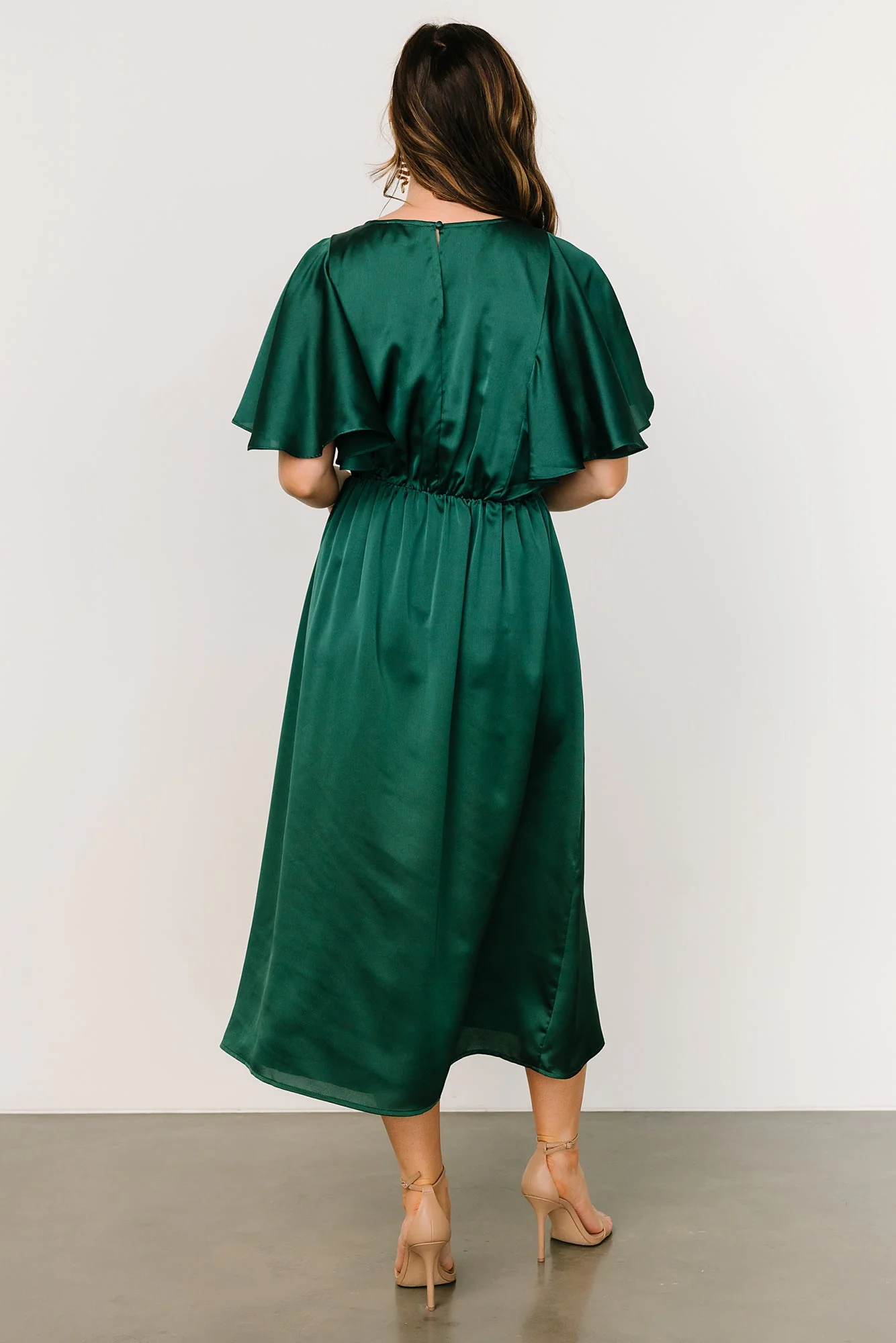 Cinta Satin Midi Dress | Emerald