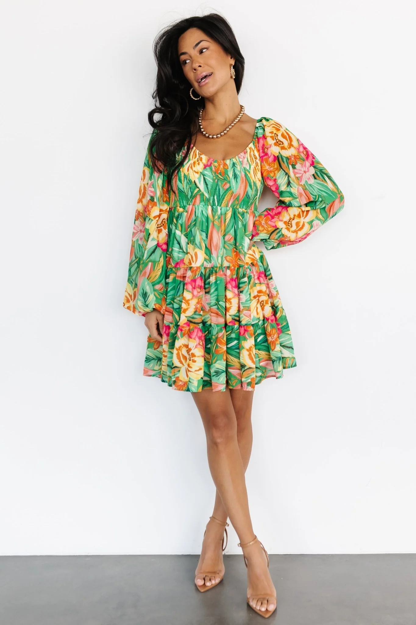 Acapulco Short Dress | Green Multi Print