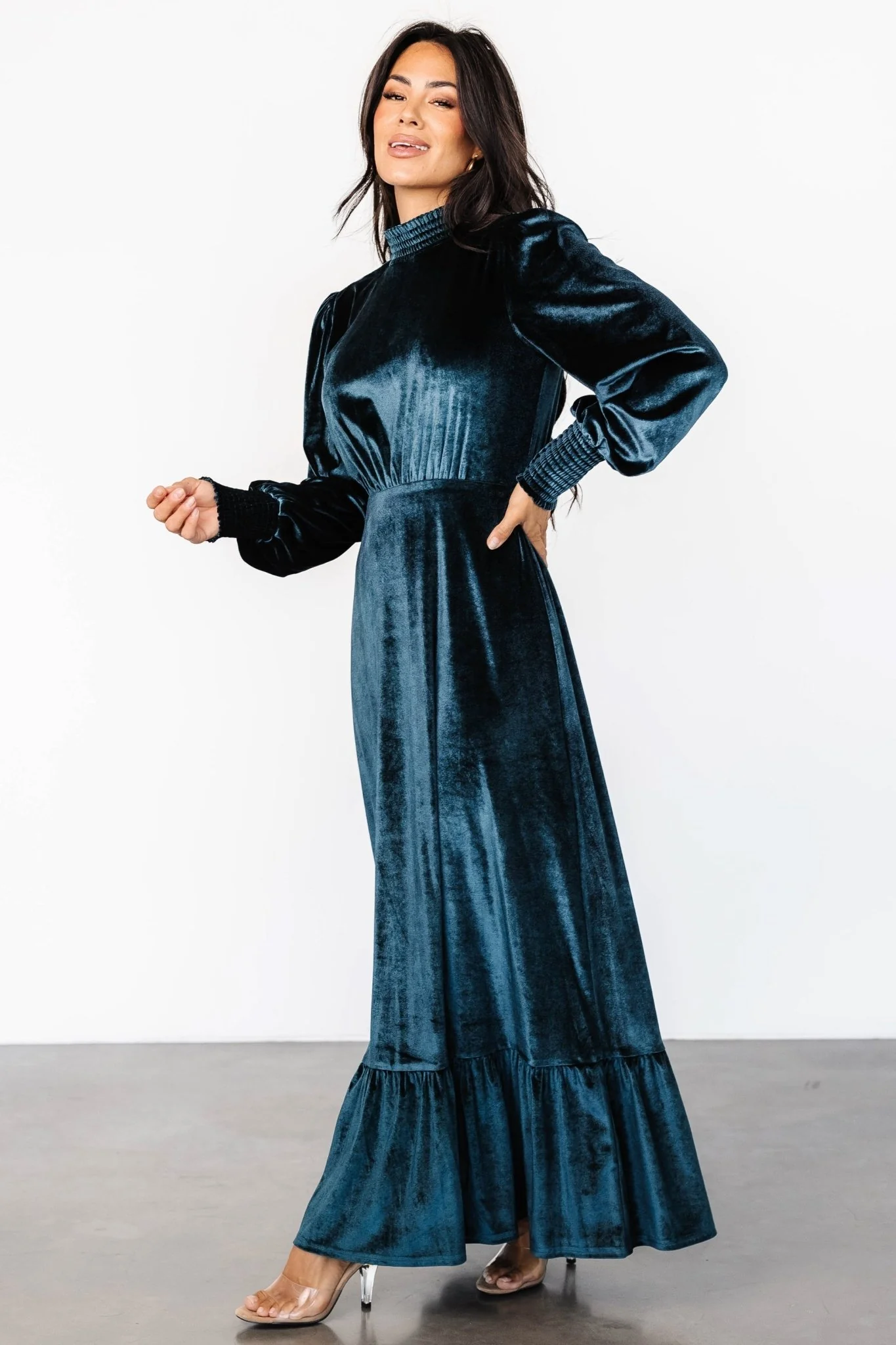 Elodie Velvet Maxi Dress | Jade