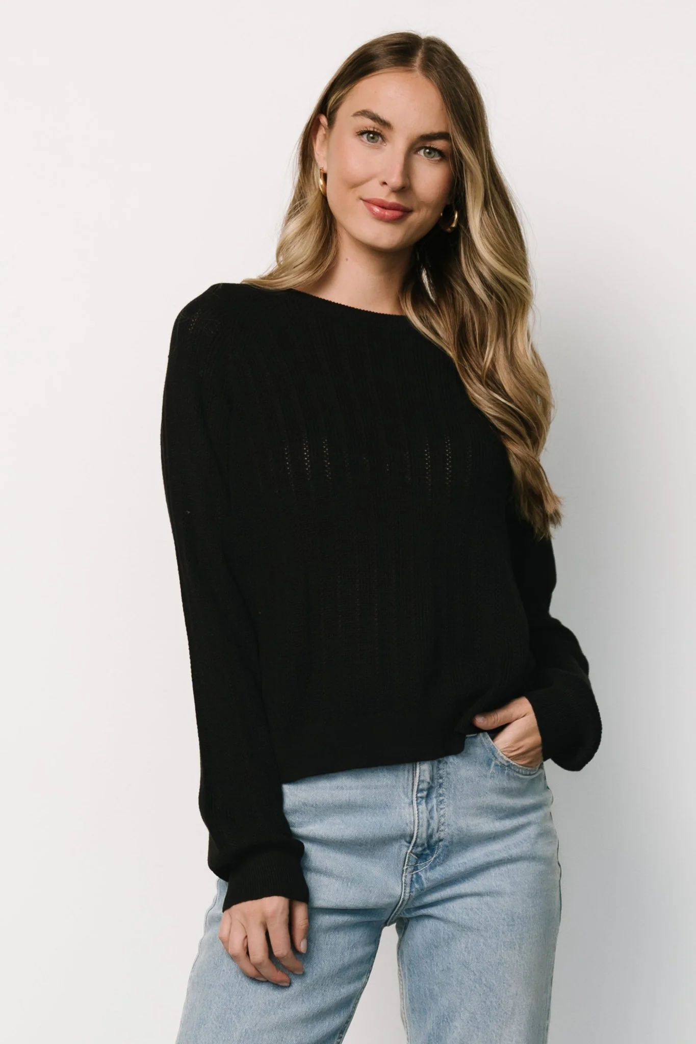 Alix Knit Sweater Top | Black