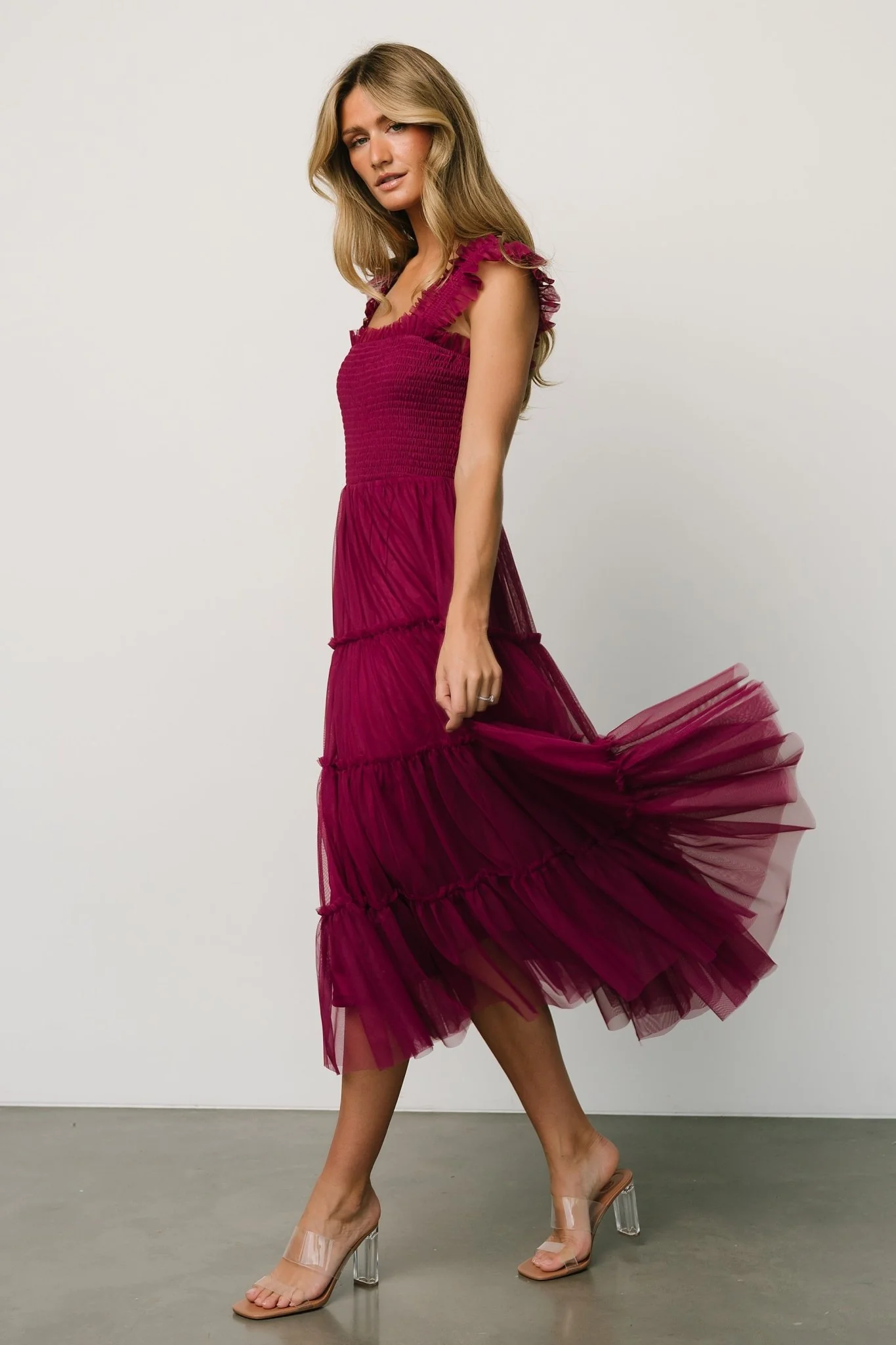Emma Smocked Tulle Dress | Boysenberry