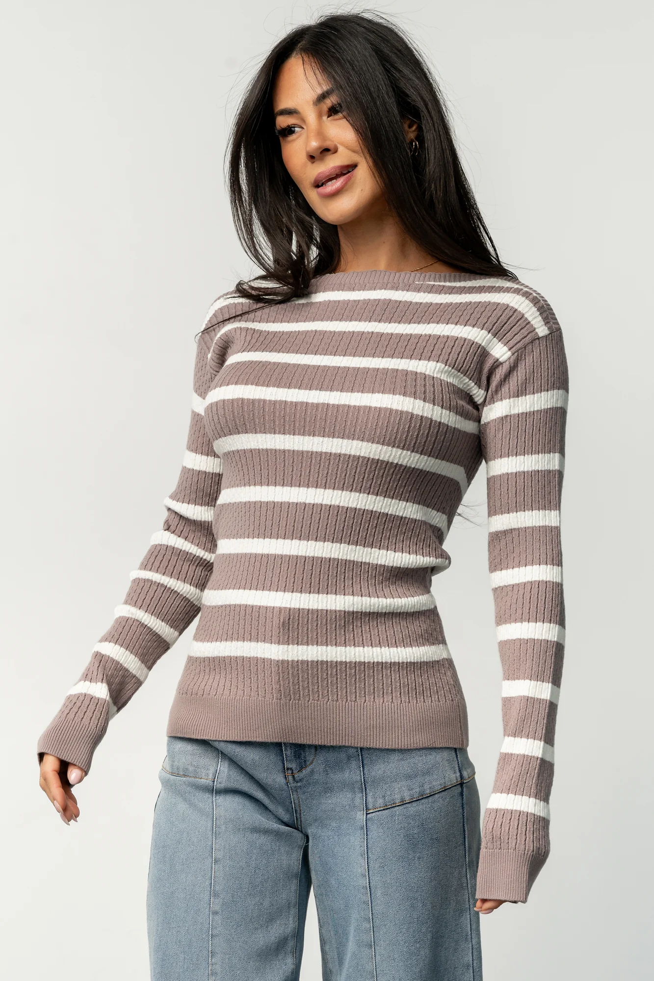 Emilie Ribbed Top | Mocha + Ivory