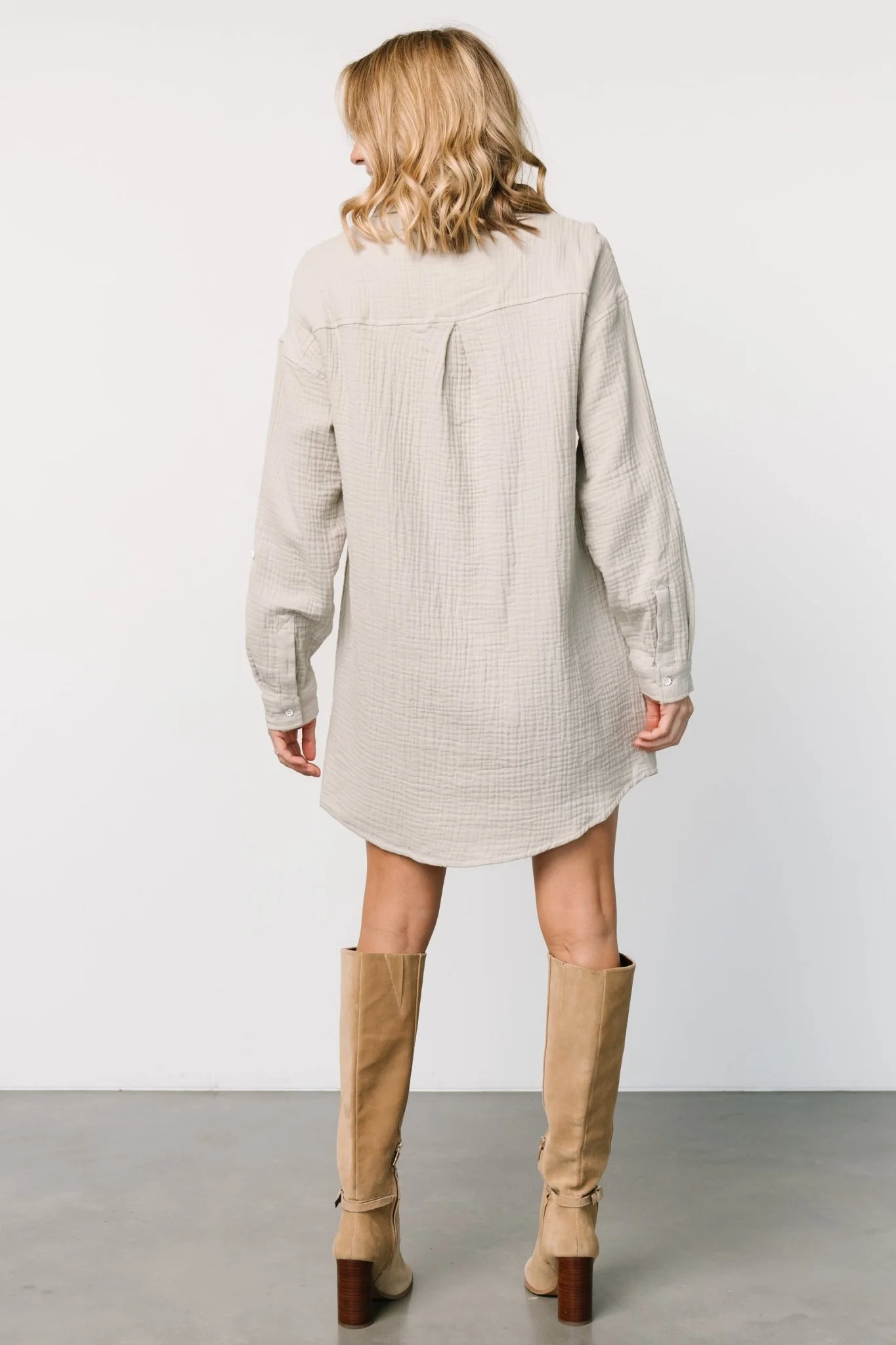 Andres Button Shirt Dress | Light Sage