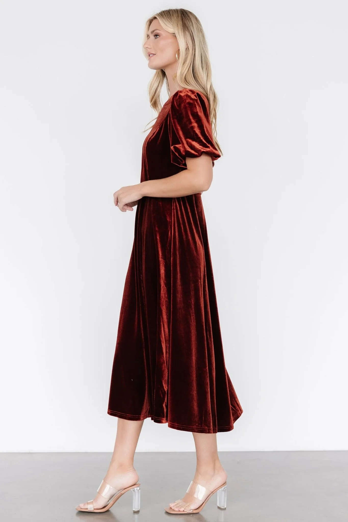 Nita Velvet Midi Dress | Deep Cinnamon