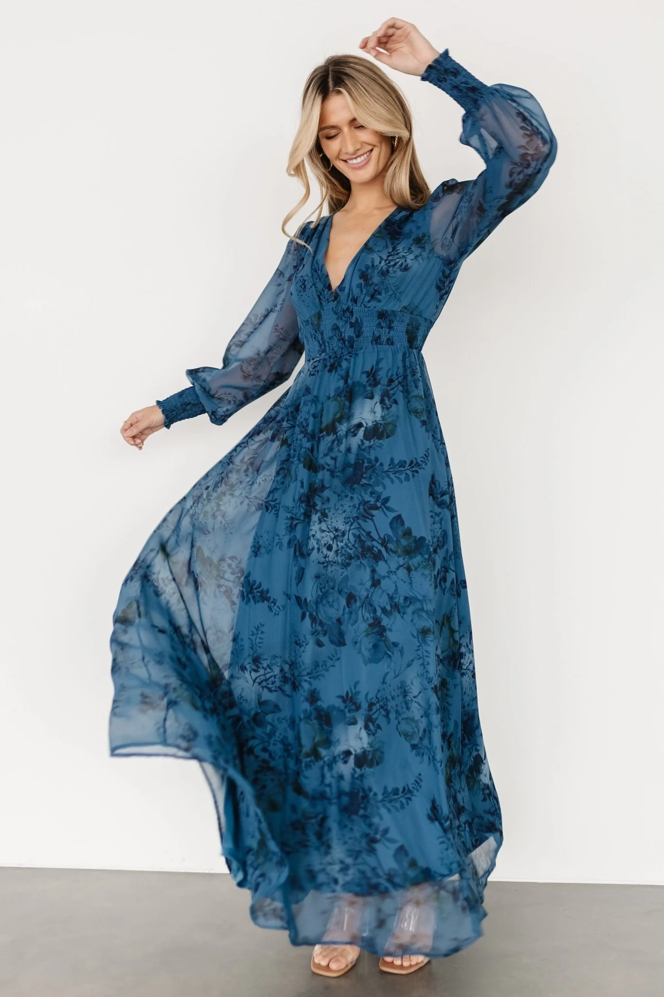 Olivia Maxi Dress | Deep Blue Floral