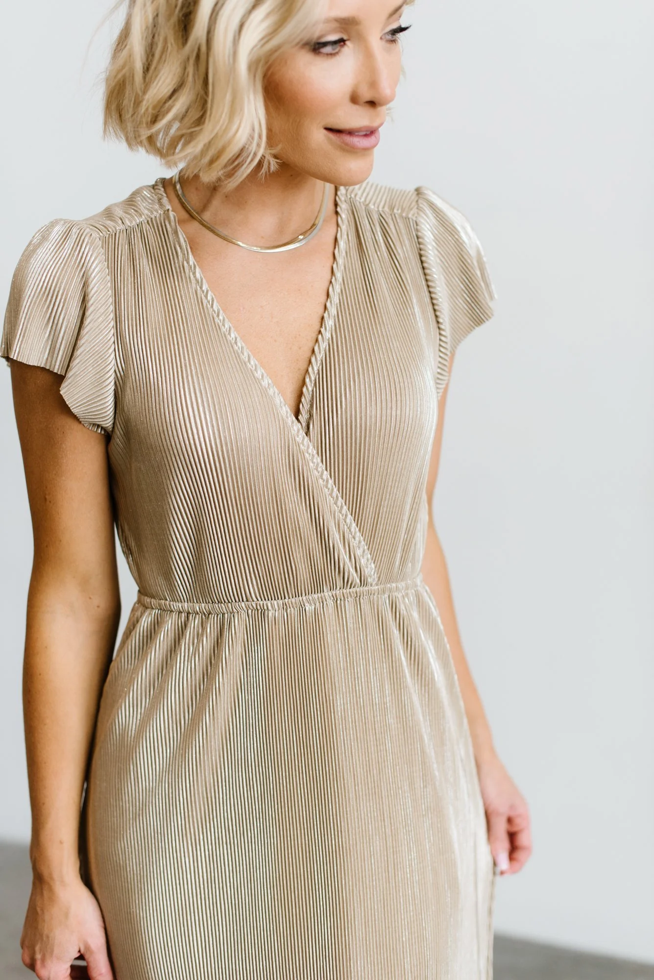 Athena Pleated Maxi Dress | Gold