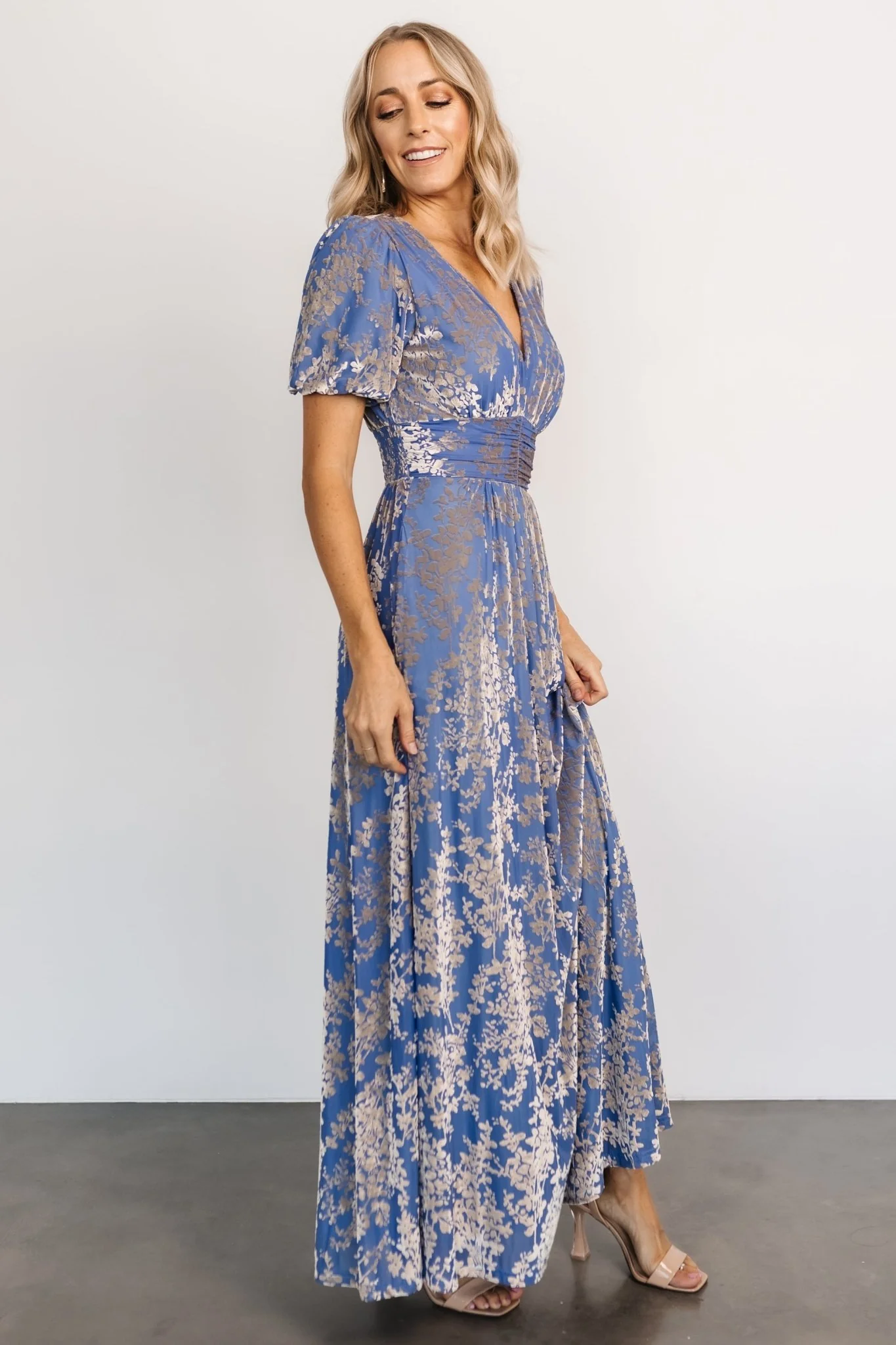 Leslie Velvet Maxi Dress | Blue + Silver