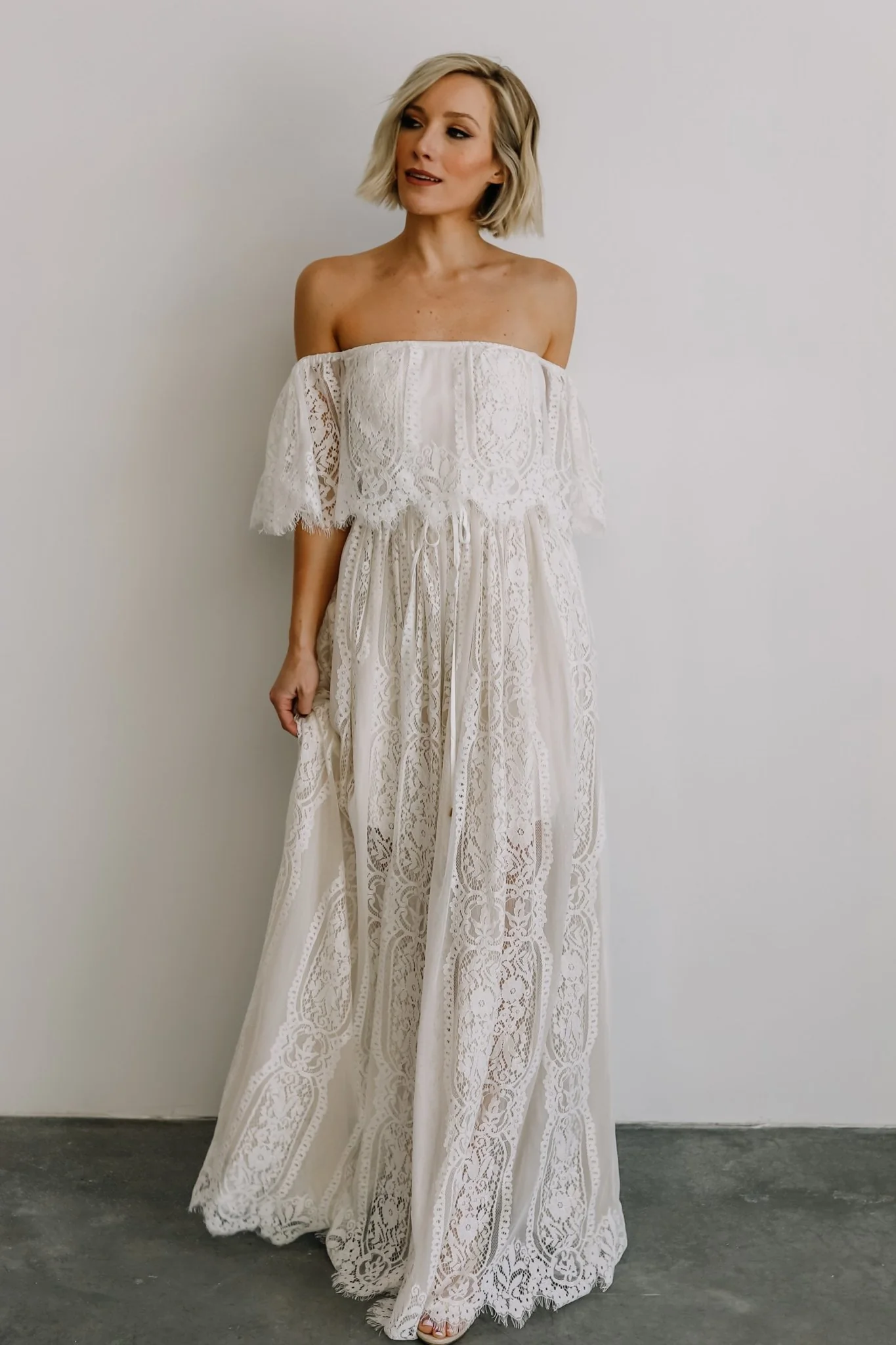 Caroline Lace Maxi Dress | Off White