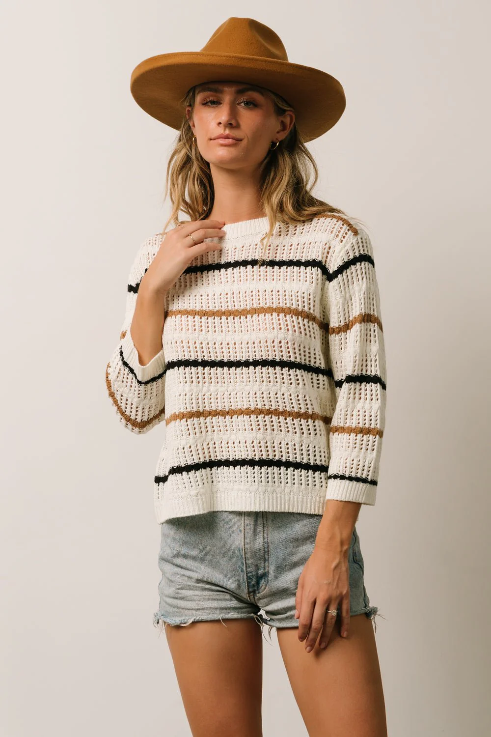 Sundance Knit Sweater Top | Ivory Multi Stripe
