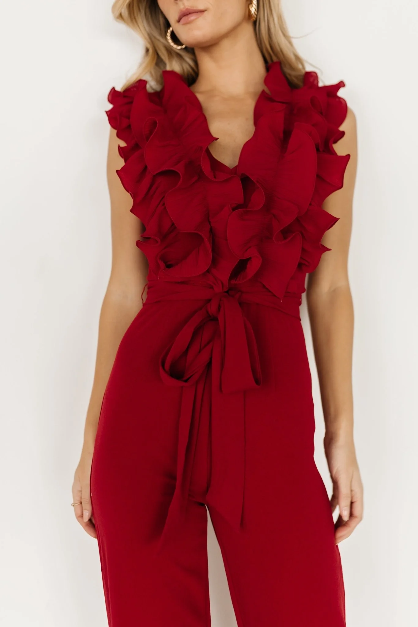 Tyra Ruffle Tank Jumpsuit | Burgundy
