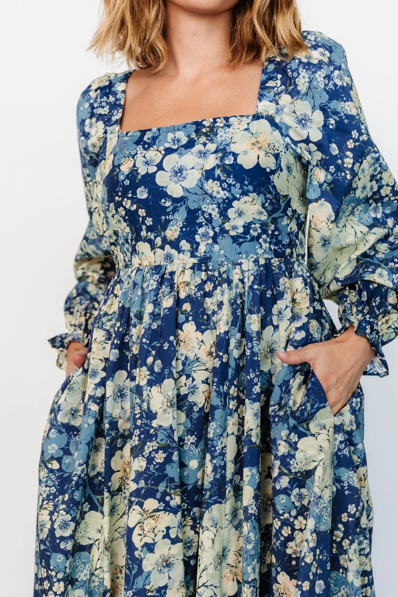 Twyla Dress | Blue + Cream Floral