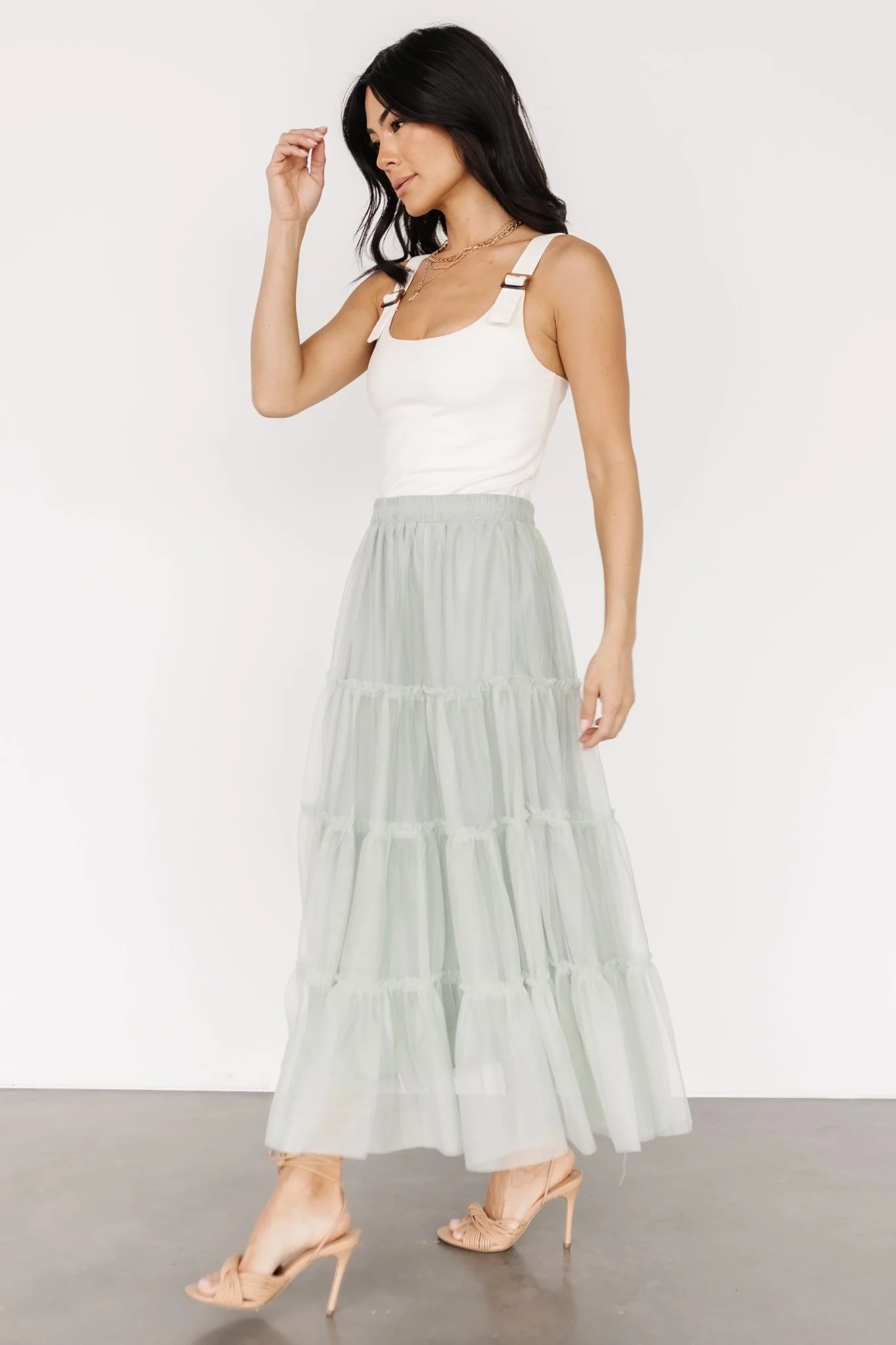 Galena Tulle Skirt | Light Sage