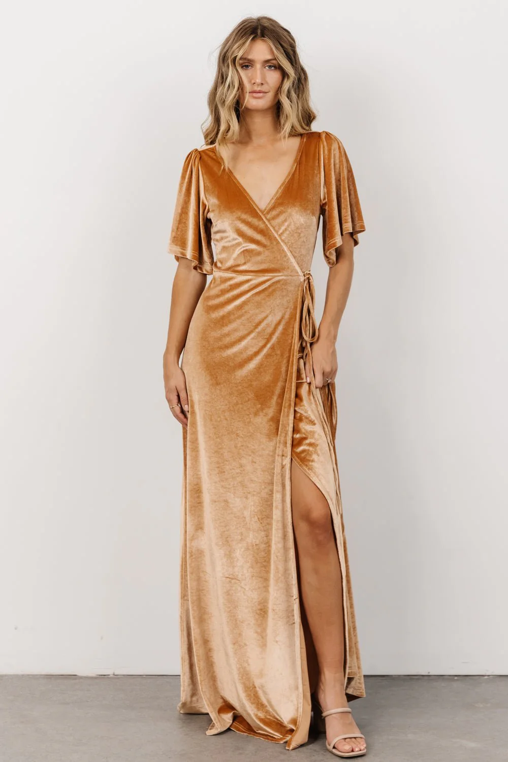 Meghan Velvet Wrap Maxi Dress | Golden Hour