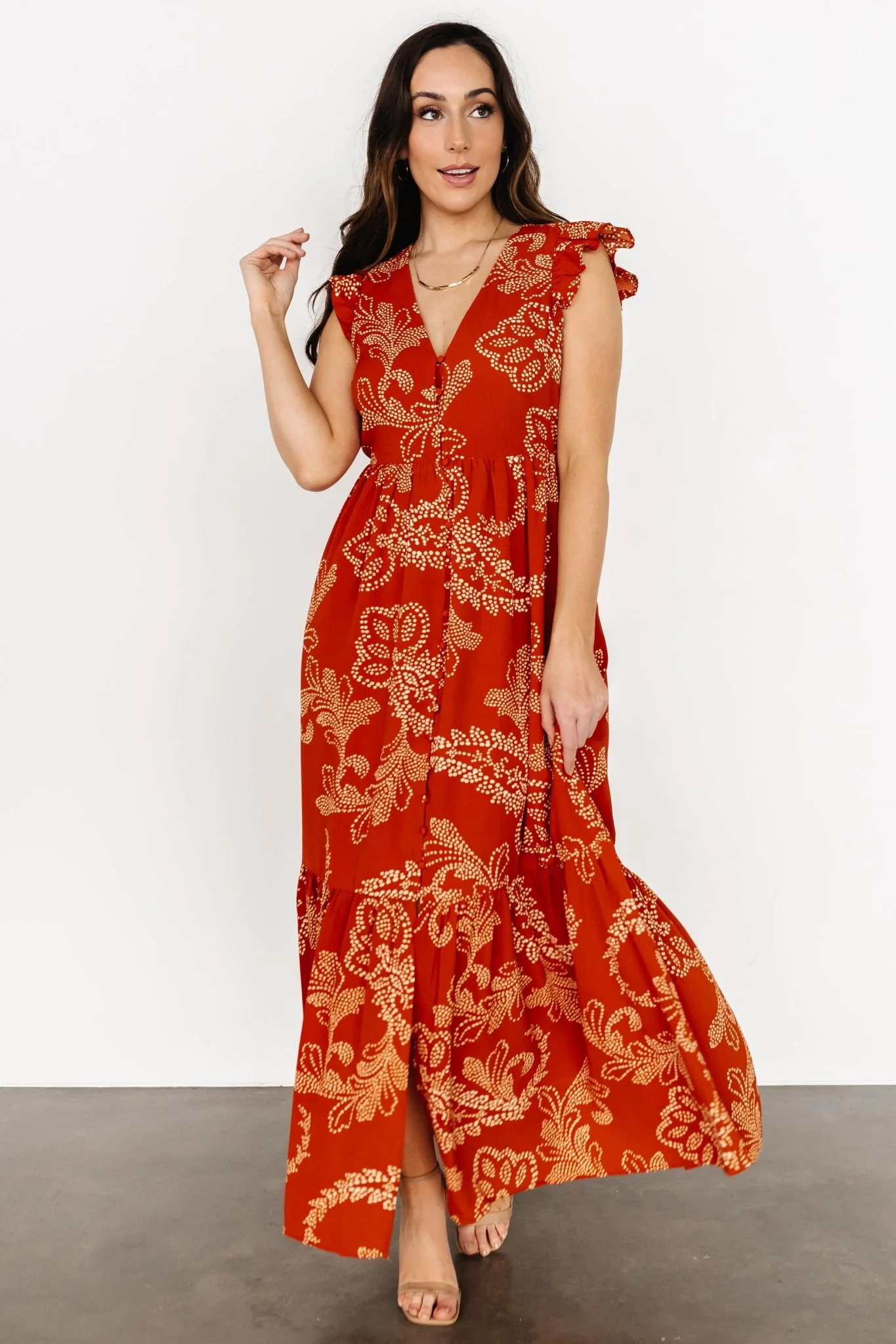 Ginger Button Down Maxi Dress | Rust + Ivory