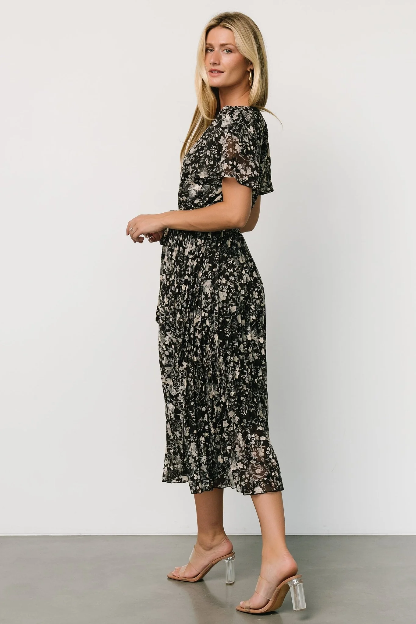 Alexandra Pleated Dress | Black + Slate