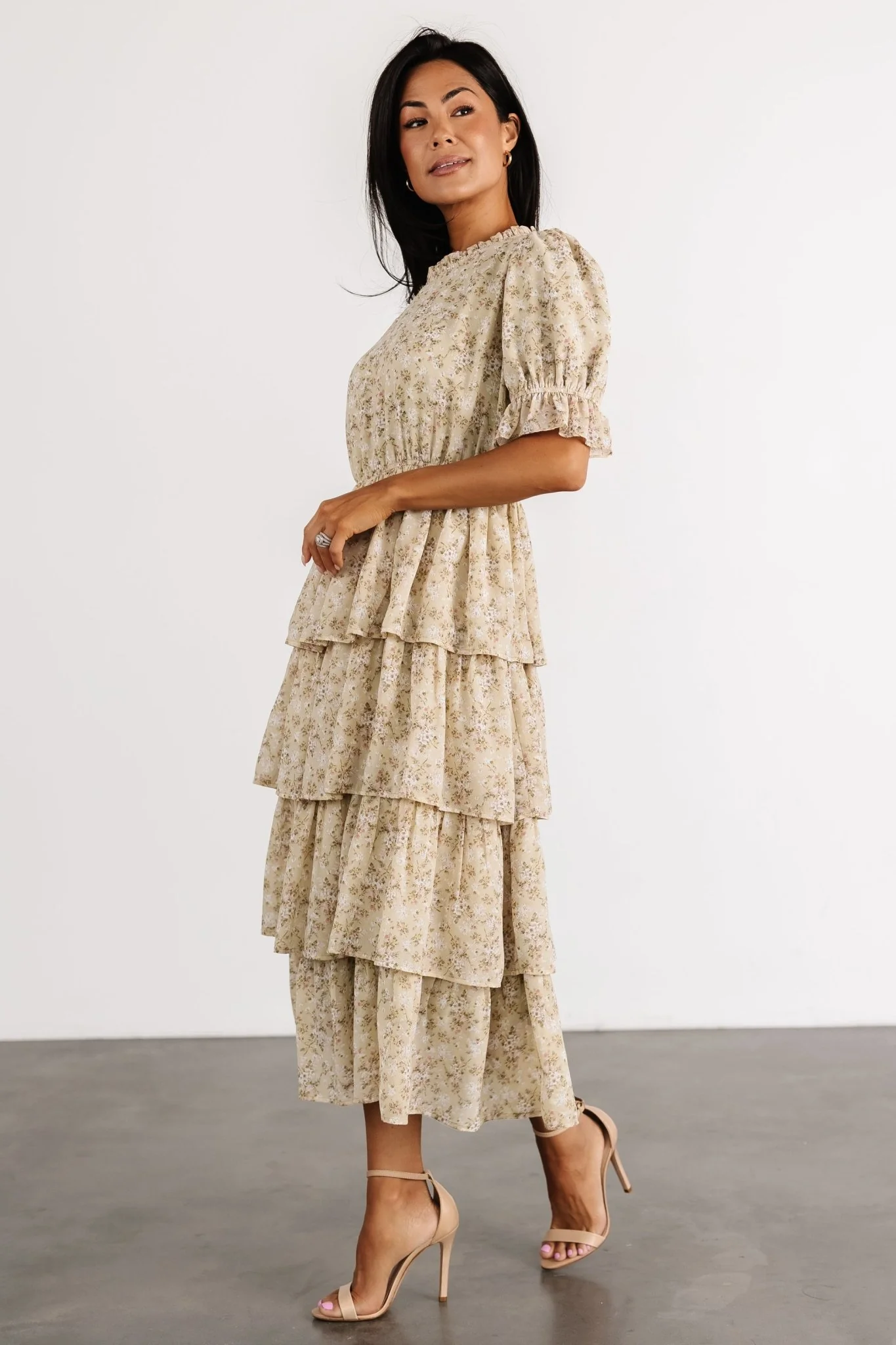 Pia Tiered Midi Dress | Light Sage Floral