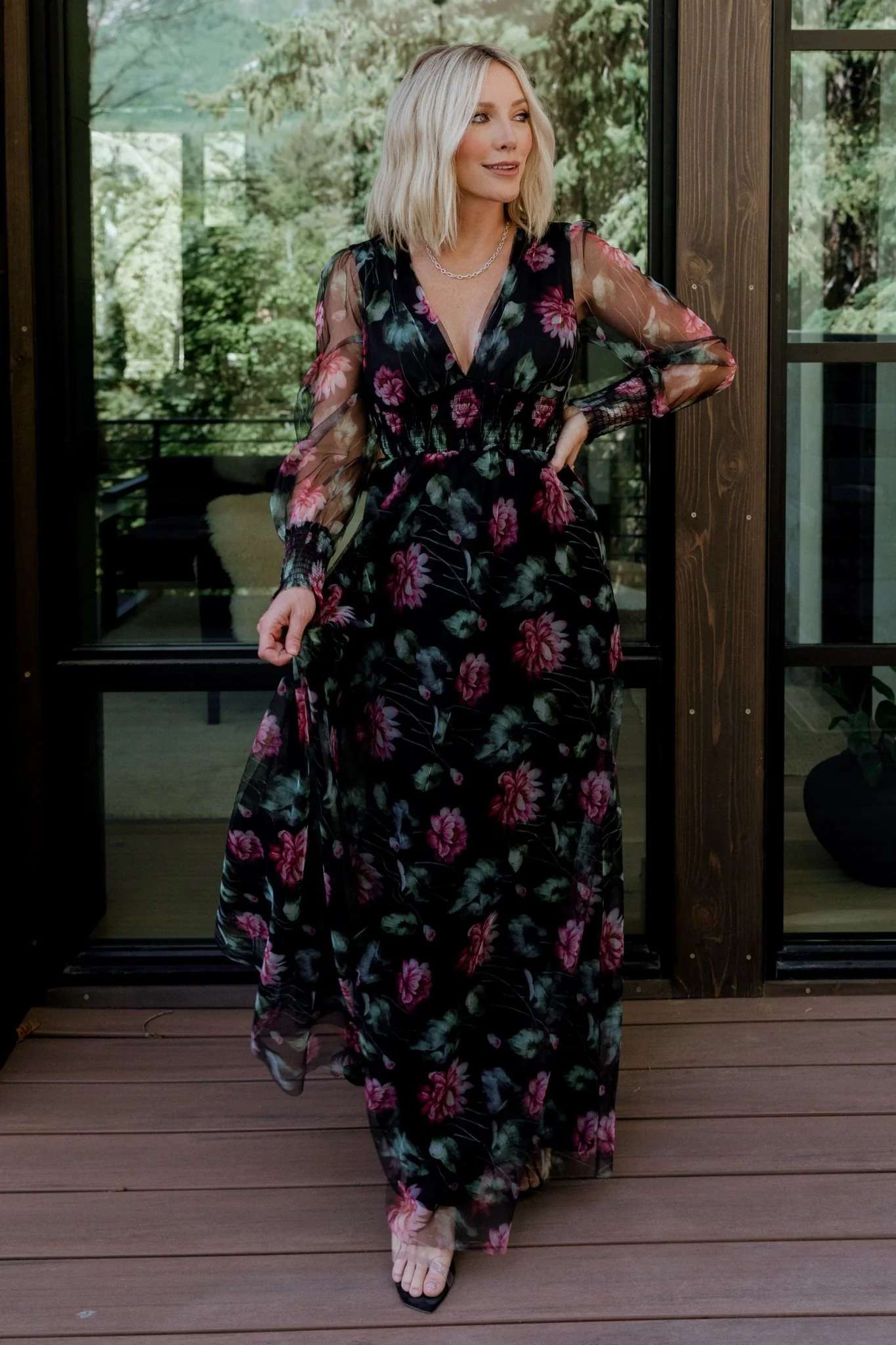 Layla Tulle Maxi Dress | Black Multi