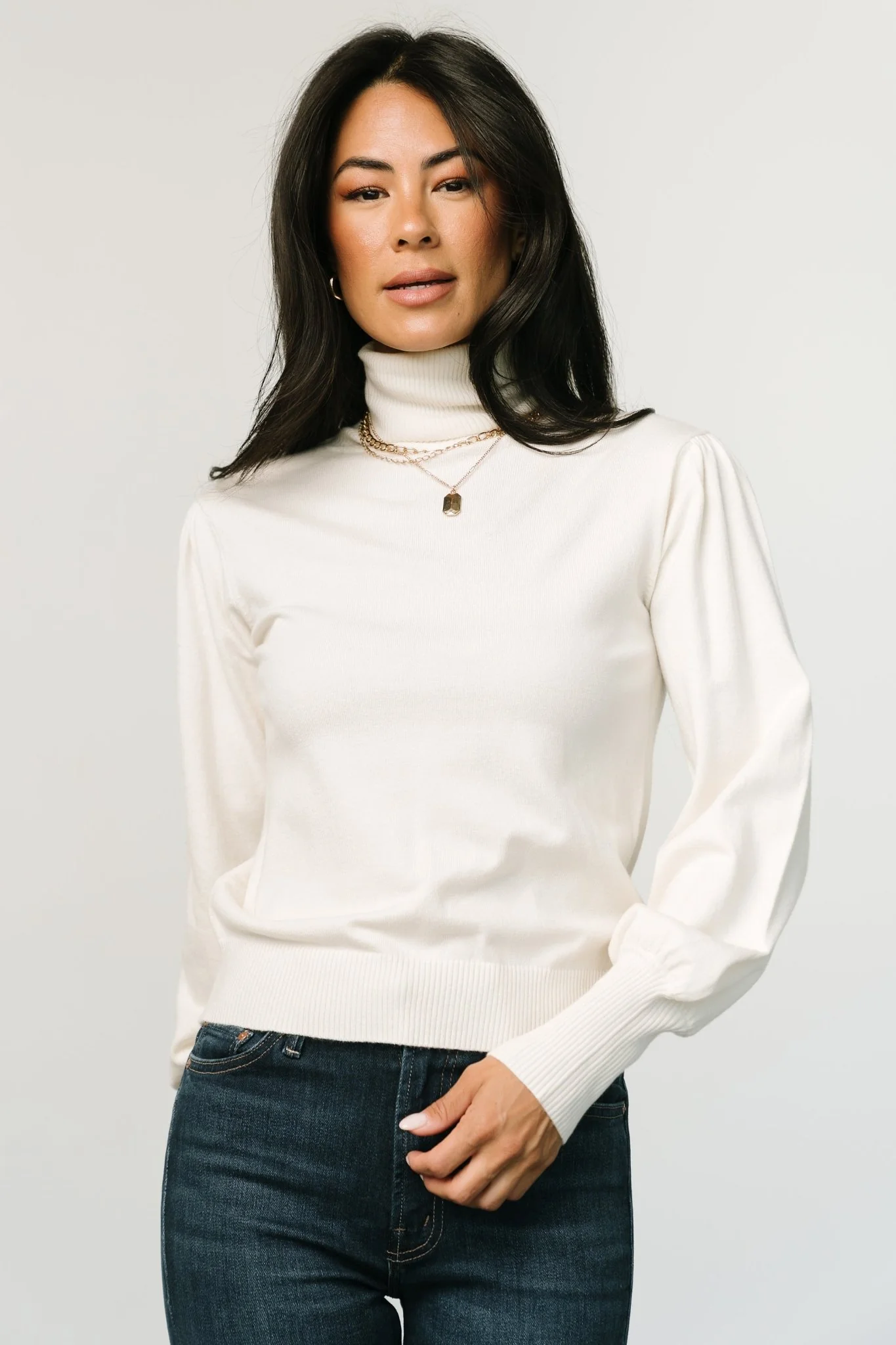 Danica Turtleneck Knit Top | Ivory