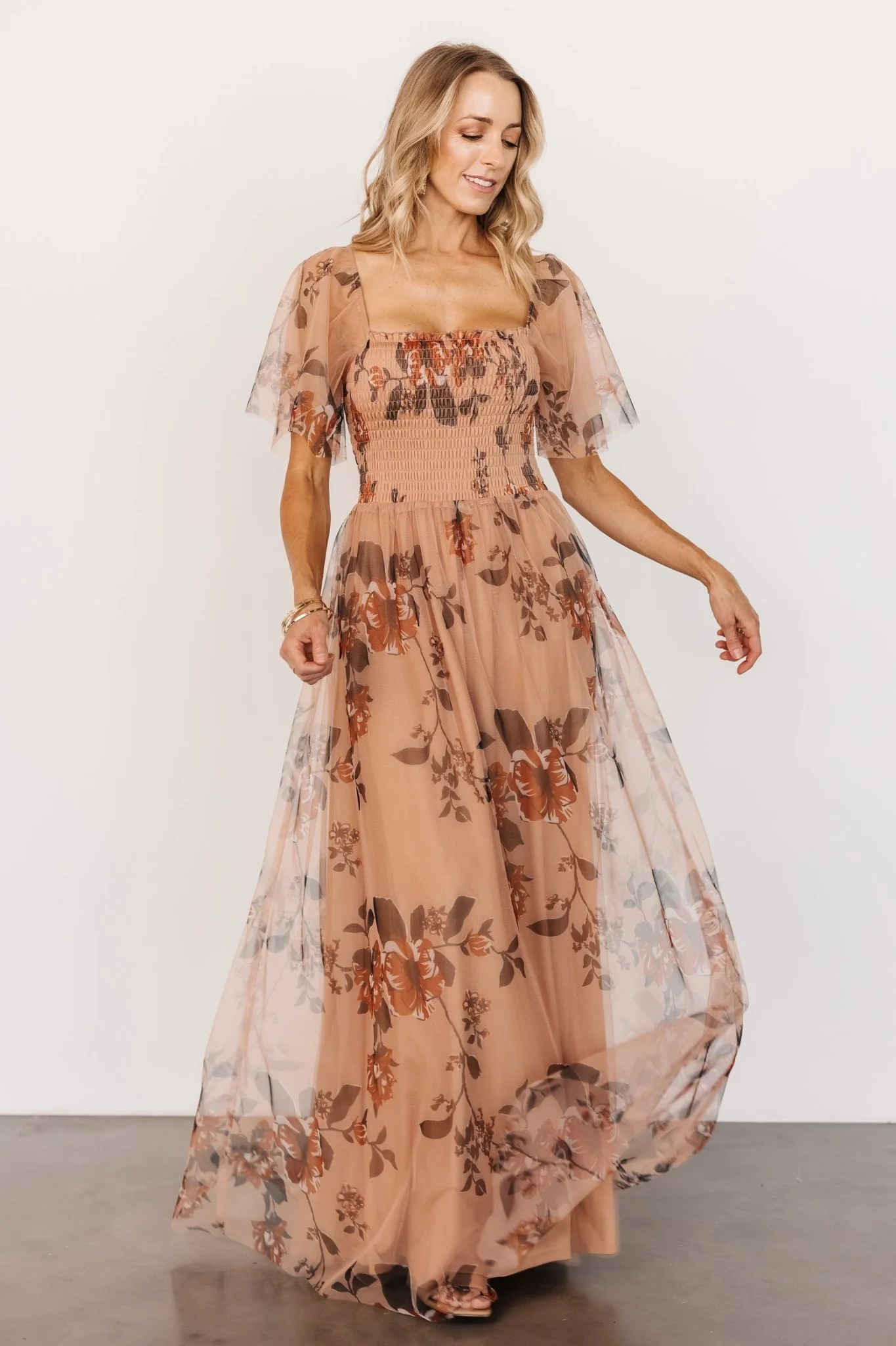 Cassandra Tulle Maxi Dress | Copper Floral