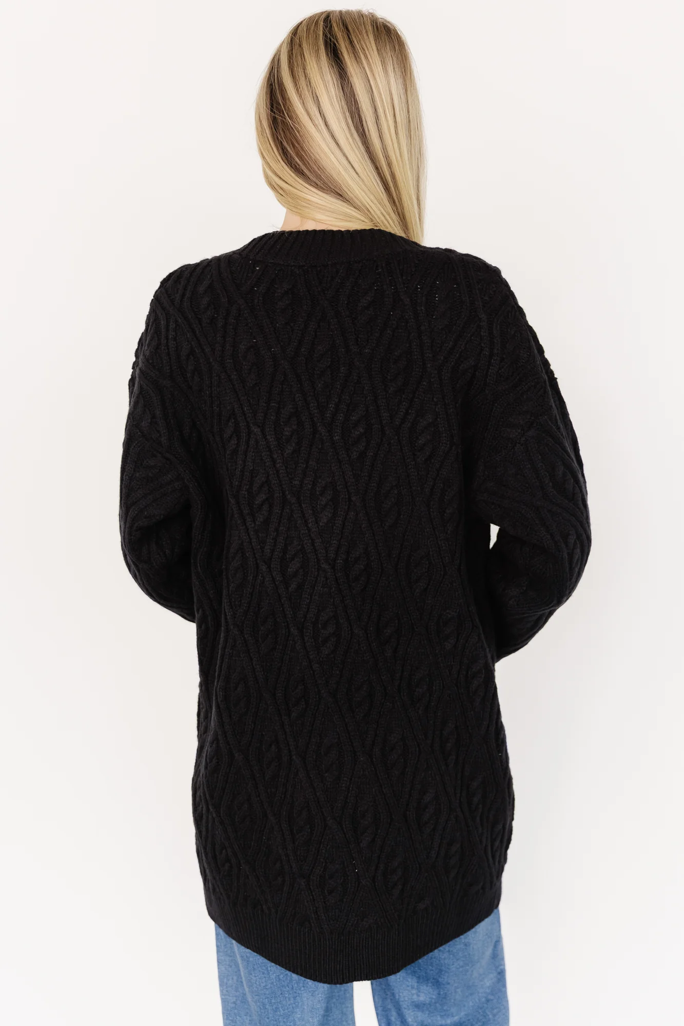 Alberta Cable Knit Cardigan | Black