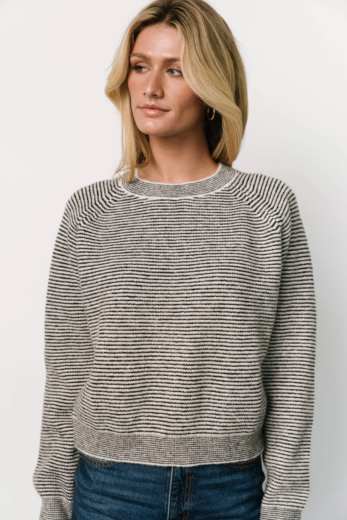 Zadie Striped Sweater | Ivory + Black
