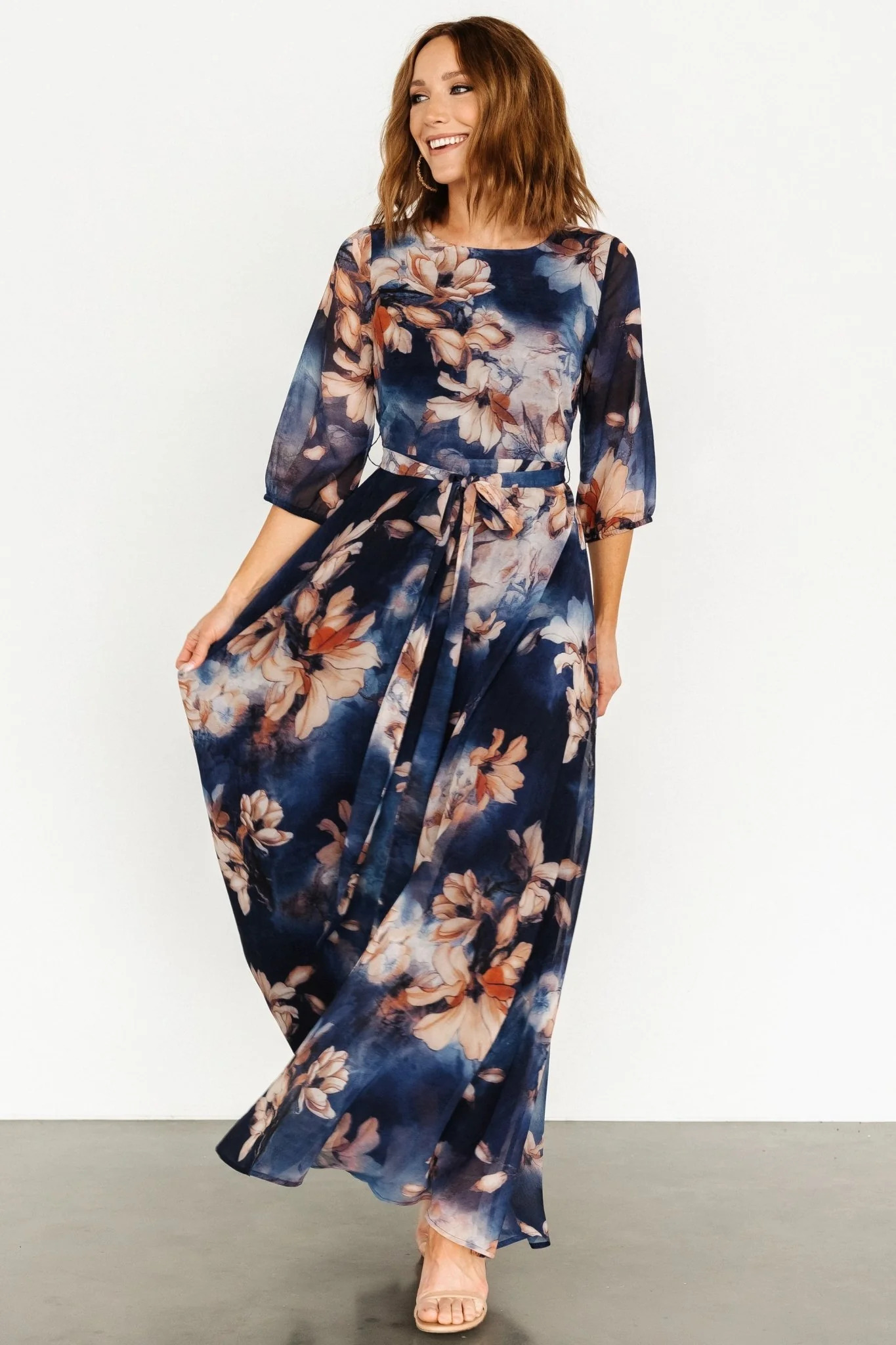 Rebecca Maxi Dress | Dark Blue Floral