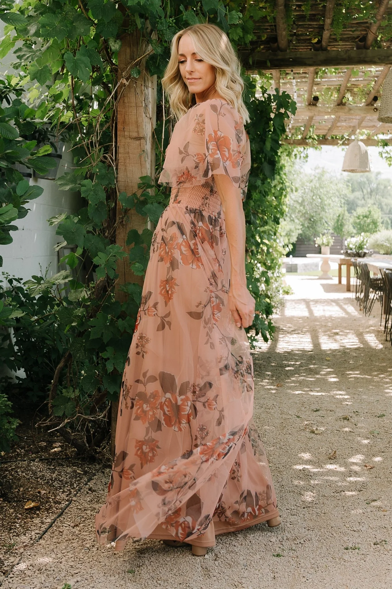 Cassandra Tulle Maxi Dress | Copper Floral